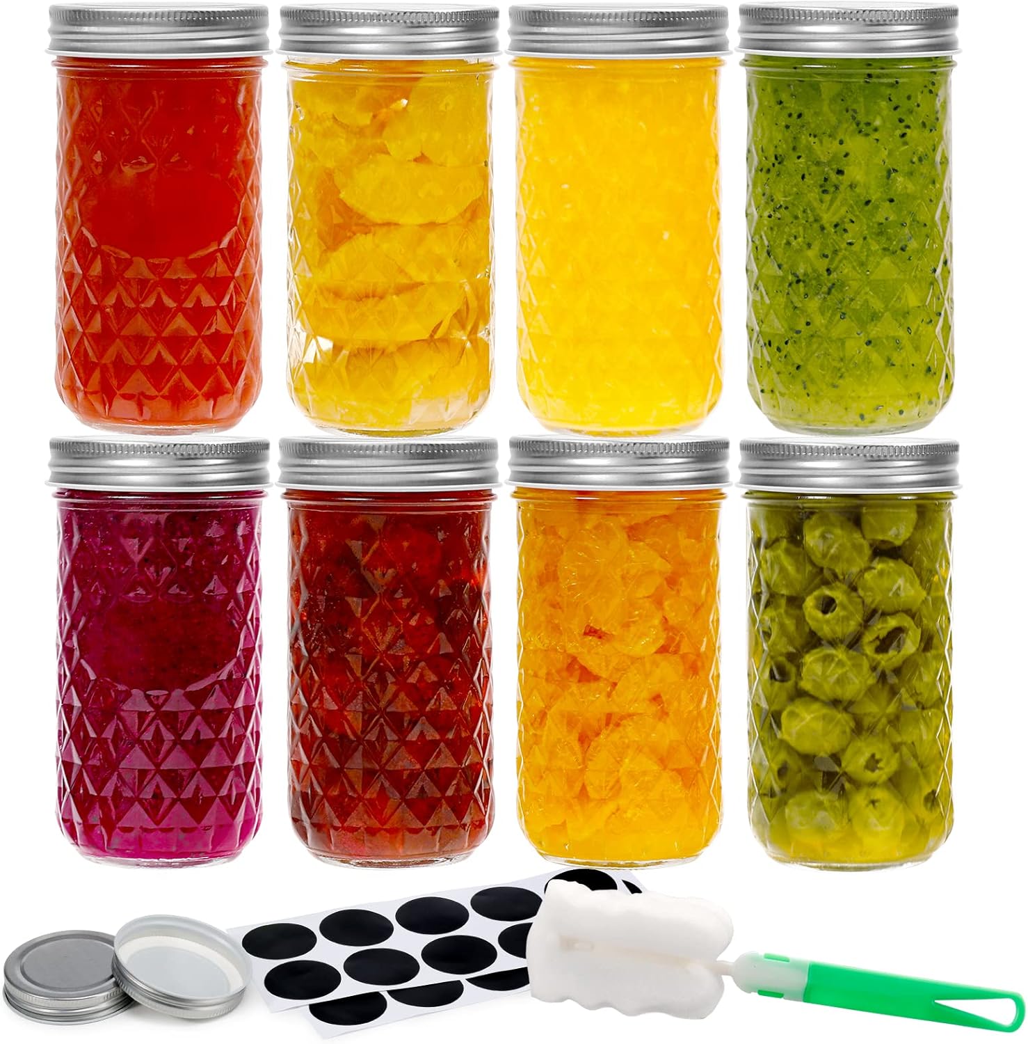 Buy DEPEPE 8 Pack Mason Jars 12 Oz with Lid, Canning Jars Jelly Jar