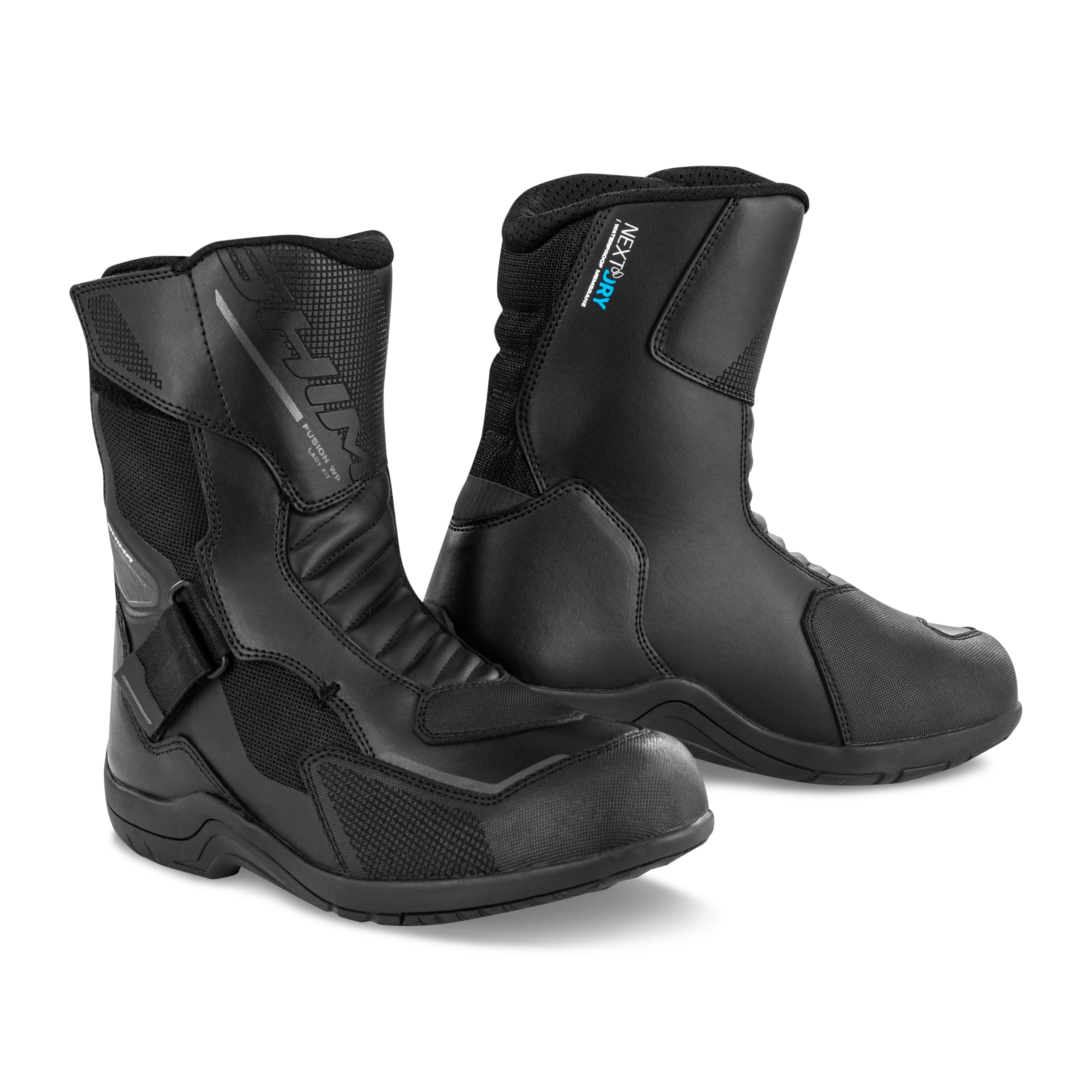 SHIMA Fusion WP Chaussure Moto Femme Cuir Imperméable Homologué Bottes Protection Chevilles Fermeture Velcro Semelle Antidérapante Toutes Saisons Trail (Femmes, Noir, 40)