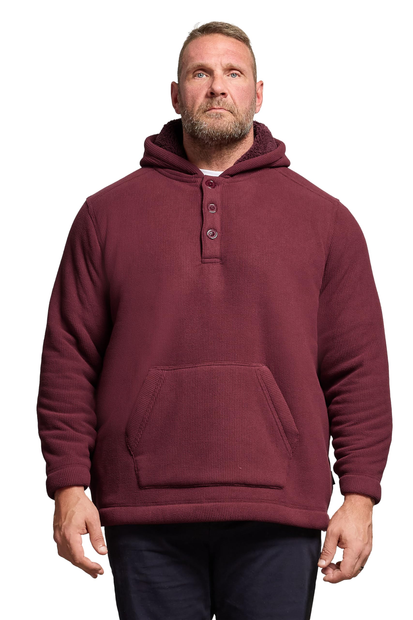 BadRhino Big & Tall Borg Lined Fleece - Men's - Plus Size Curve Burgundy
