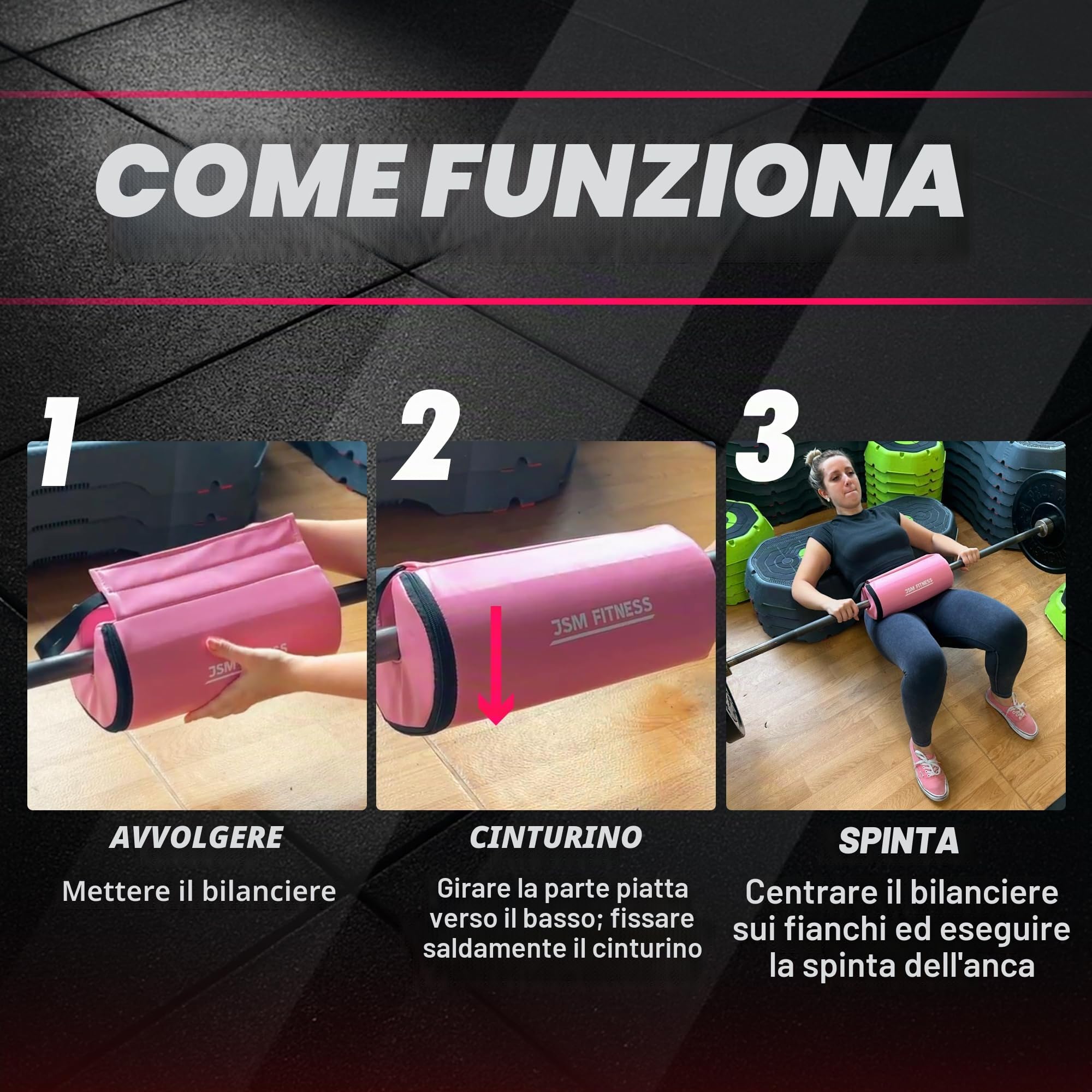 Cuscino Bilanciere Hip Thrust – Cuscinetto Palestra Extra Spesso per Spinte d’Anca e Glute Bridge – Protezione con Schiuma EPE e Chiusura – Cuscino Hip Thrust per Uomo e Donna