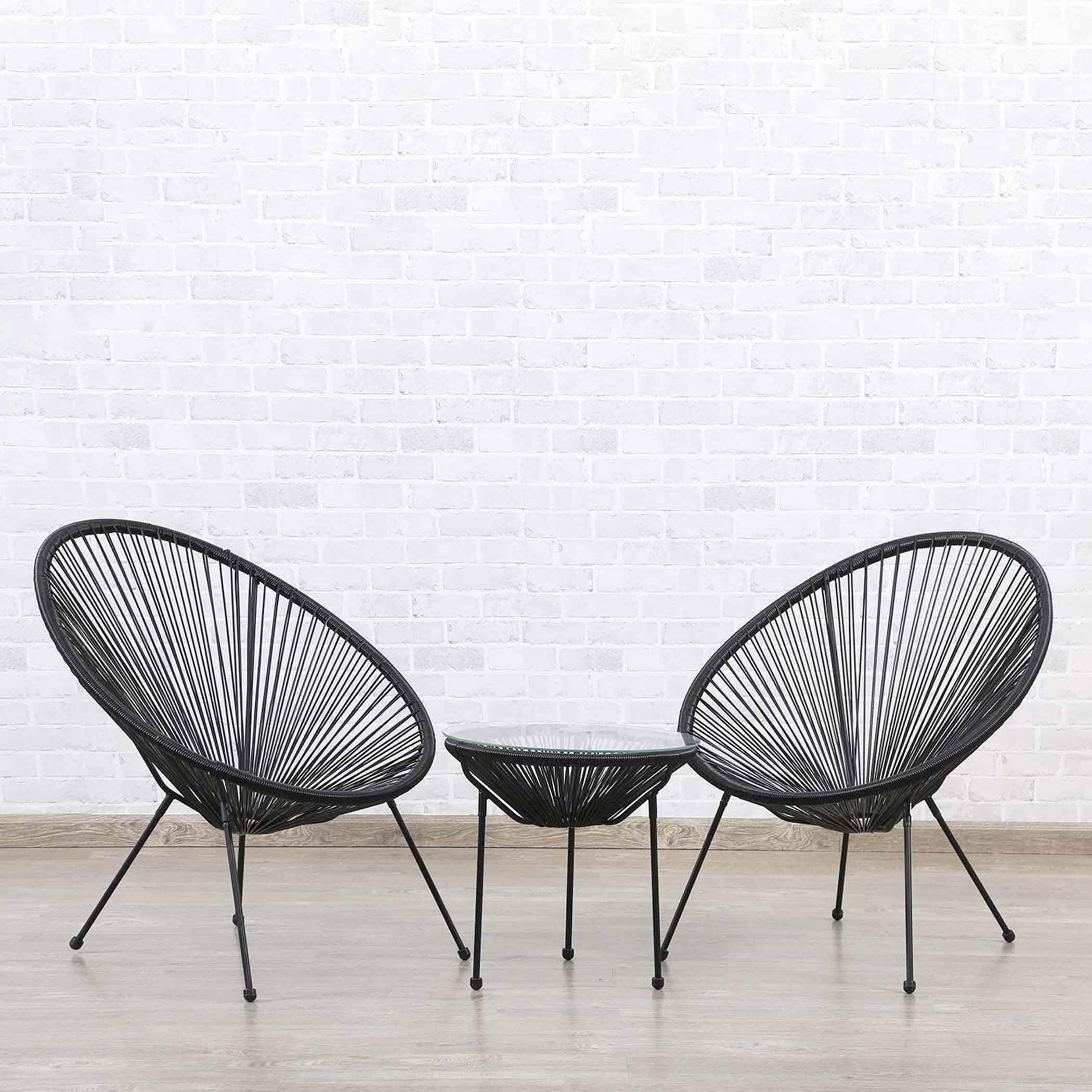 Home Teatime Garden Lounge Set (1+2) GlassAndMetal