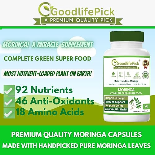 Miniatura 2 de Cápsulas de moringa prémium hechas de moringa oleifera pura. Apoya la inmunidad, la energía, las articulaciones, el metabolismo y la salud de la