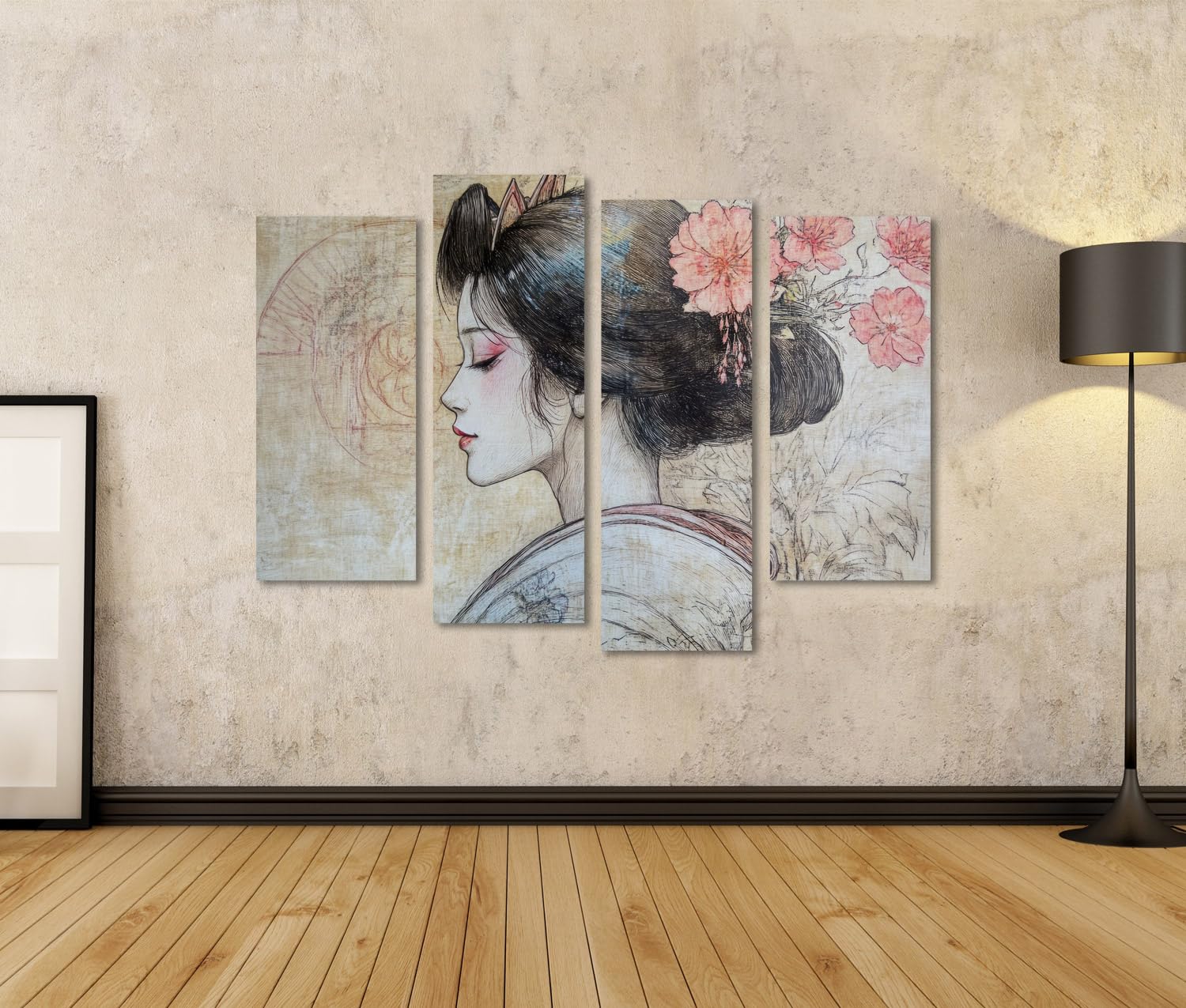 islandburner Quadro su tela con arte giapponese e ornamenti floreali, immagini, poster da parete