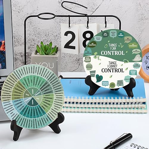Miniatura 5 de Cosas que puedo controlar - Decoración de escritorio de oficina con base negra, emociones relajantes, tabla de ruedas para decoración de salud