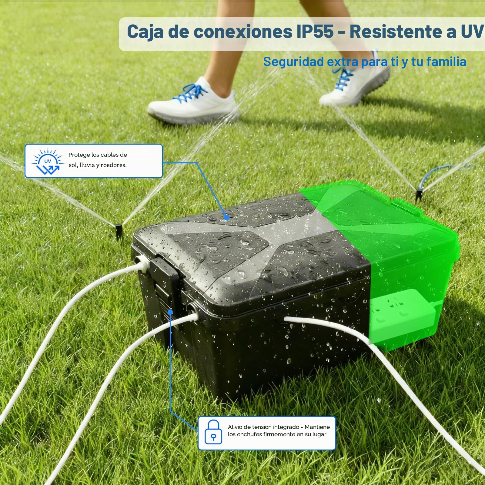 Caja Estanca Exterior Electrica, Caja de Conexiones Eléctricas Exteriores Impermeable con Protección IP55, para Proteger Cables Extensión, Regletas, Enchufes Exteriores, 33x22x13cm