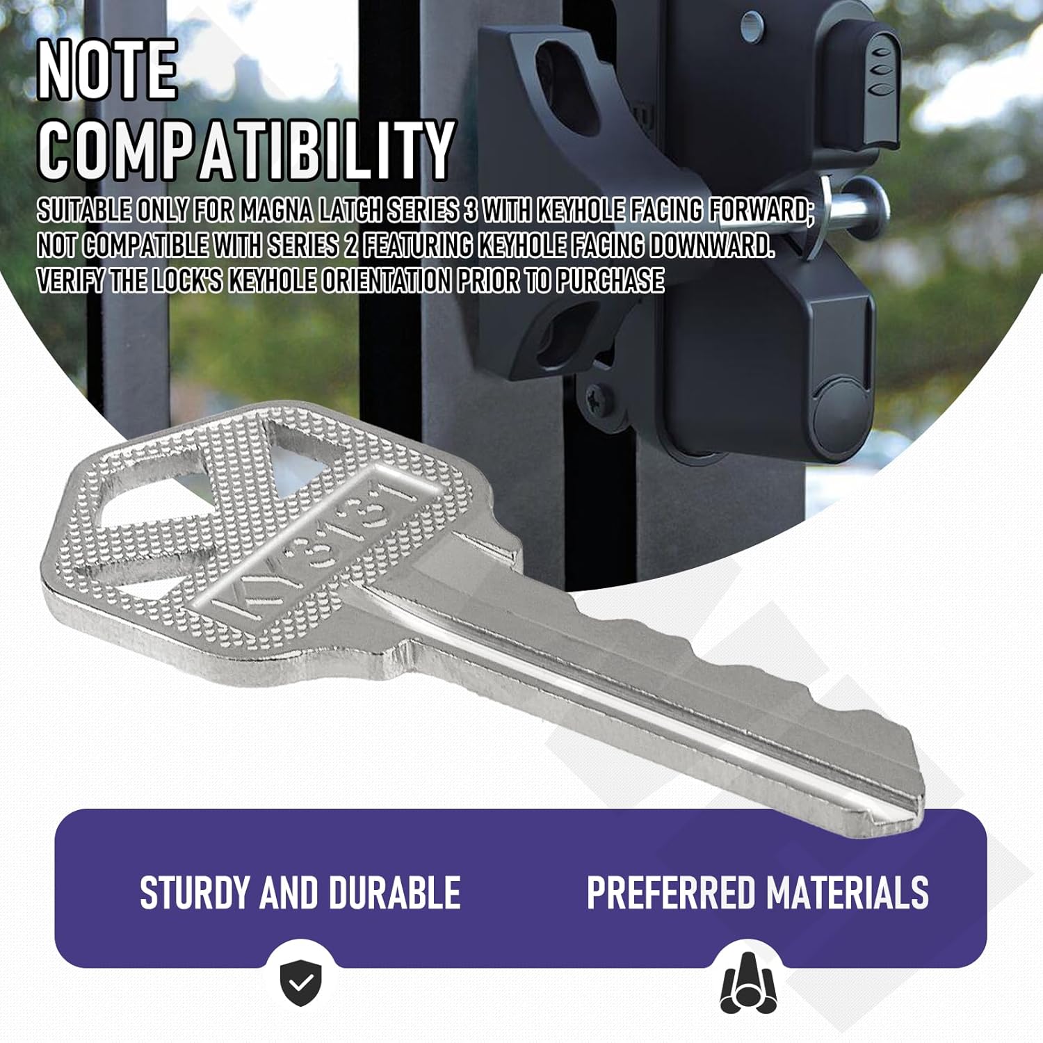 3 Pack 313131 6 Pin Key Replacement Key for Magna Latch Series 3 with Forward Facing Keyhole (New Style) - Also for Lokklatch & MagnaLatch Pool Gate Models
