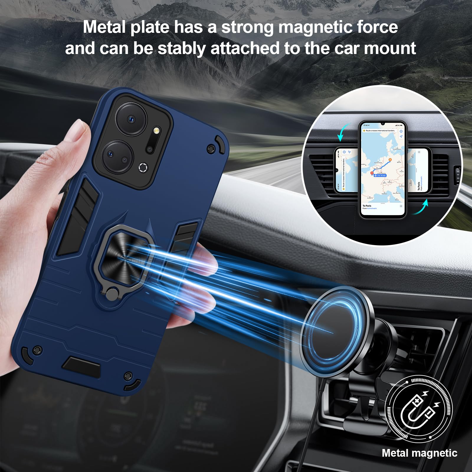 Funda para CMF Phone 2 Pro, Carcasa Antigolpes con Soporte anular metálico, Case Protectora de Grado Militar, Negro — view 815