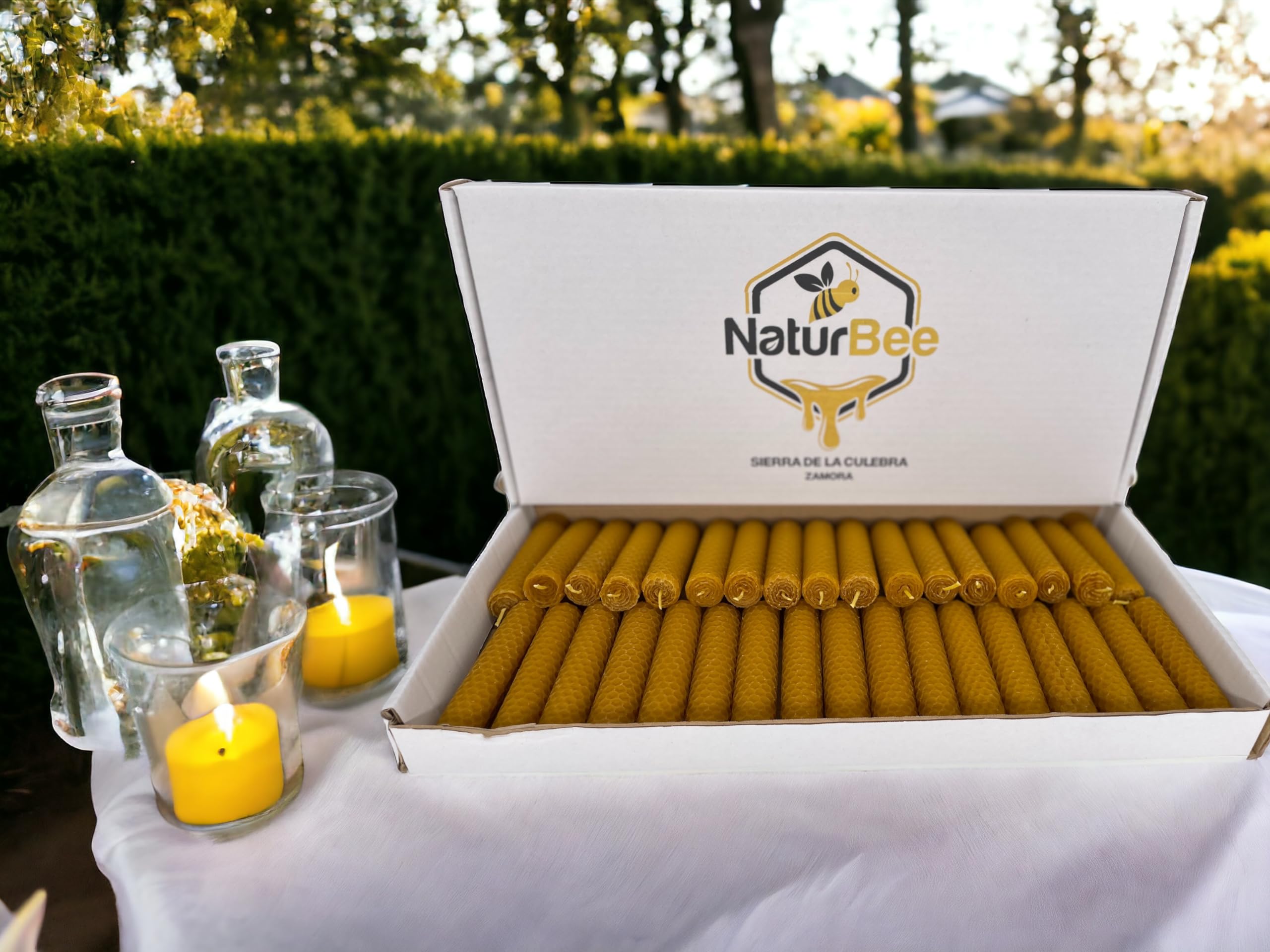 Vela de Miel de Abeja Natural. Velas de Cera de Abeja Pura (Pack de 70 velas 10 cm x 2,4 cm + 3 Palo Santo.) 100% Artesanal,Origen España, Sierra de La Culebra y Sanabria (Zamora) SIN PARAFINA