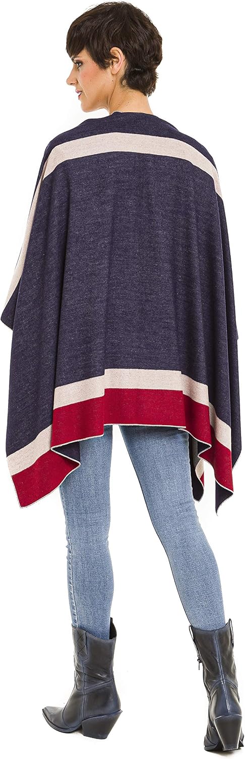 MIMOSITO Women's Shawl Wrap Poncho Ruana Cape Cardigan Sweater Open Front for Fall Winter - Image 2