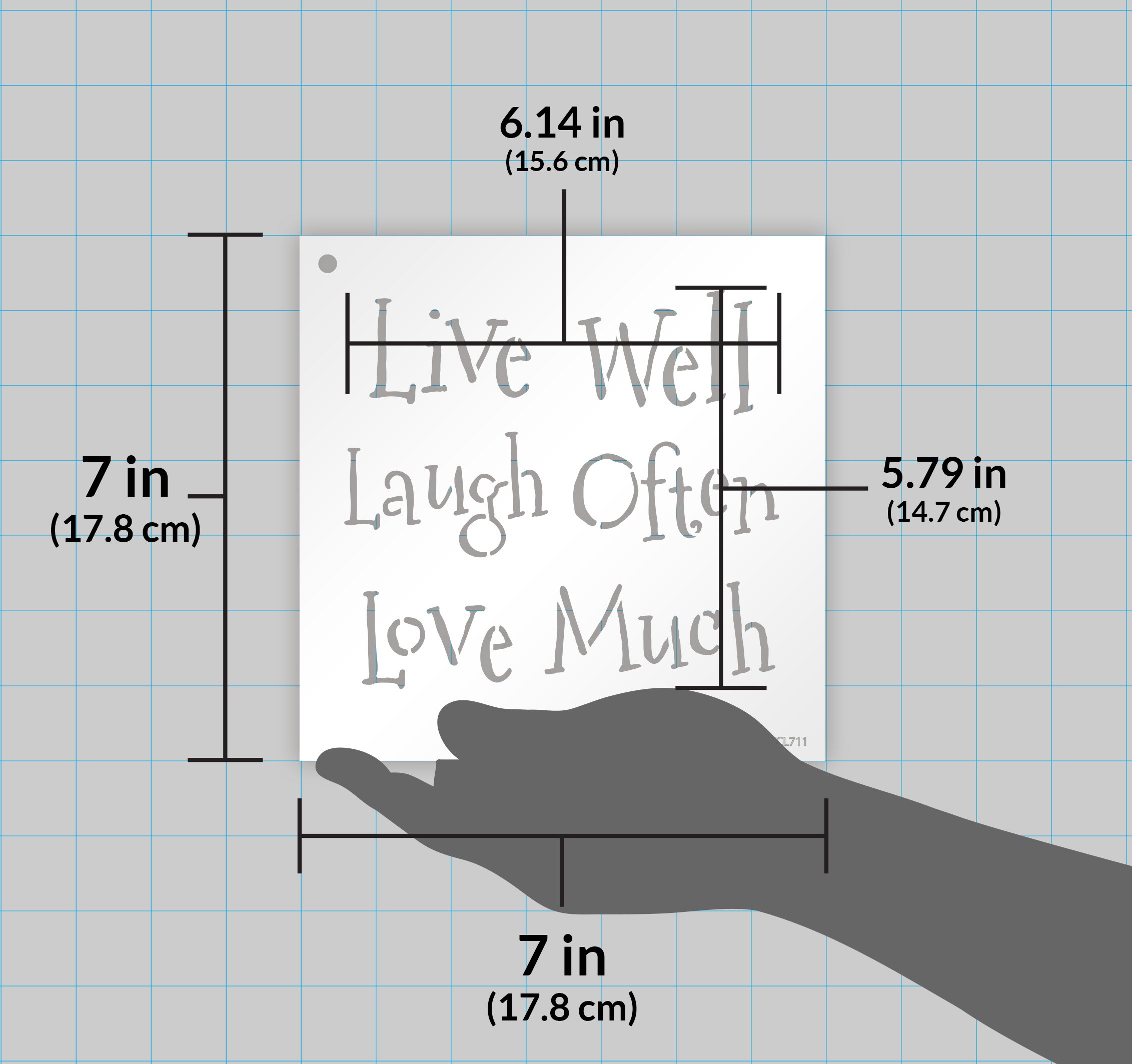 Live Laugh Love Stencil by StudioR12 | Whimsical Family Word Art - Small 7 x 7-inch Reusable Mylar Template | Painting, Chalk, Mixed Media | Use for Journaling, DIY Home Decor - STCL711_1 1