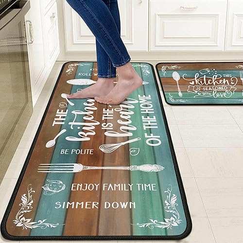 Miniatura 12 de Lemon - Juego de 2 alfombras y tapetes de cocina de microfibra antideslizantes, lavables, absorbentes para el piso, juego de 2 tapetes de cocina