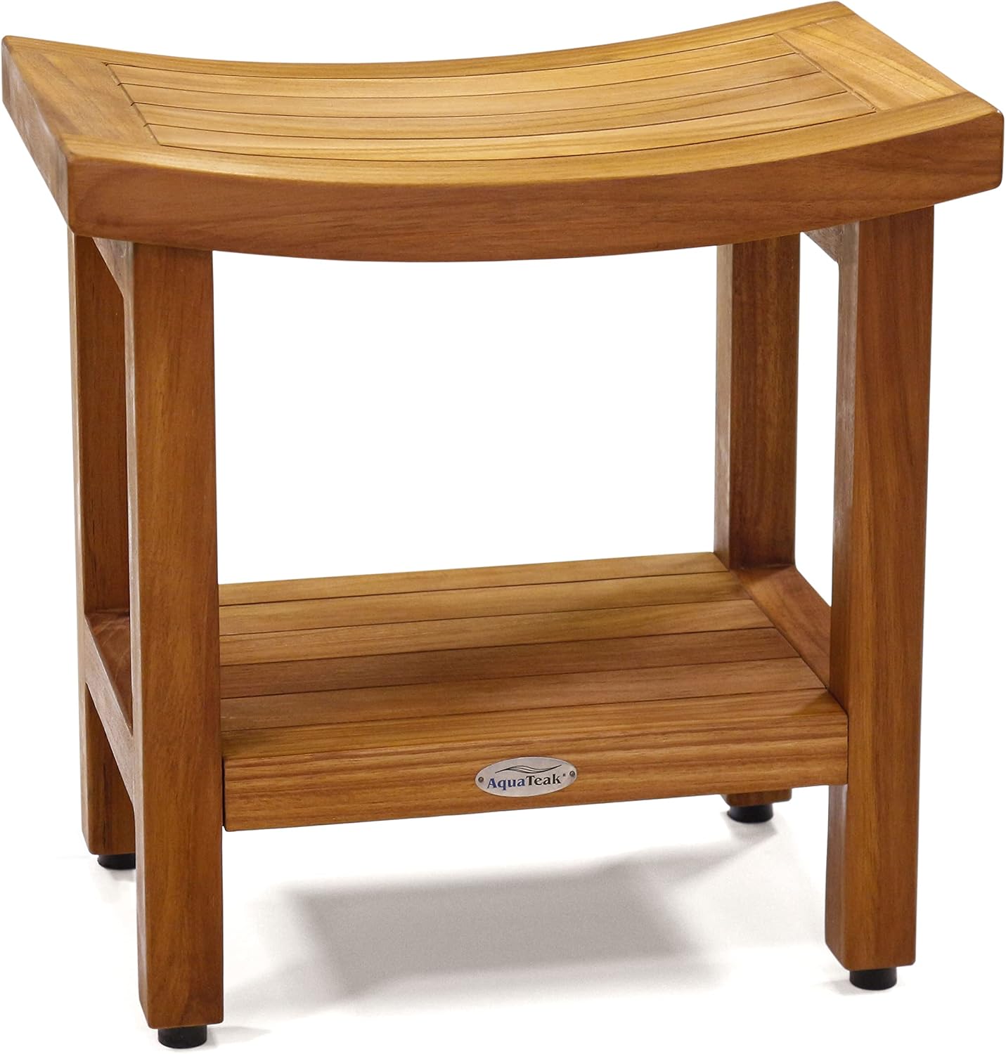 AquaTeak Patented 18" Sumba Teak Shower Bench with Shelf A. Bench