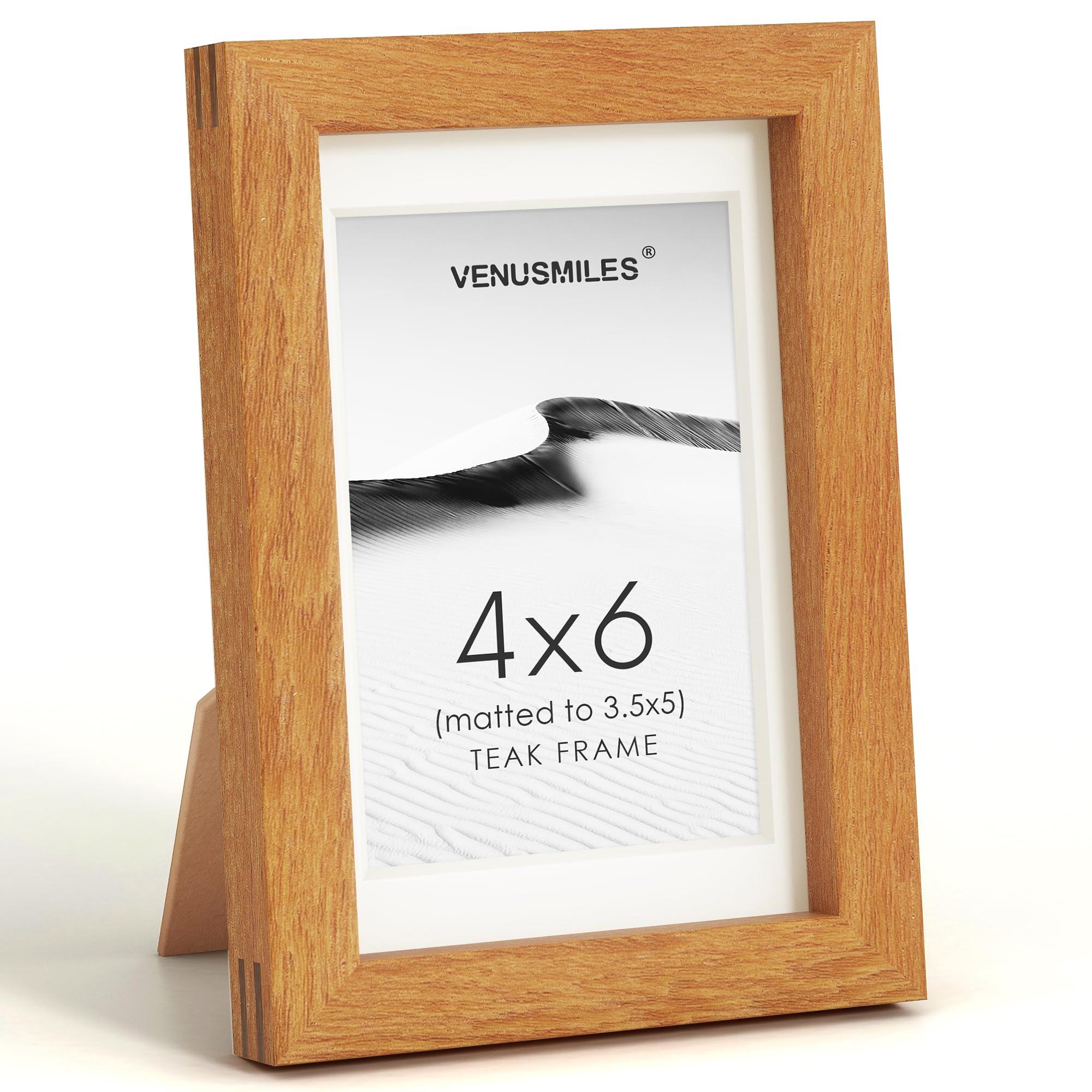 4x6 Picture Frame, USA-Sourced Natural Teak Wood Photo Collage Frame