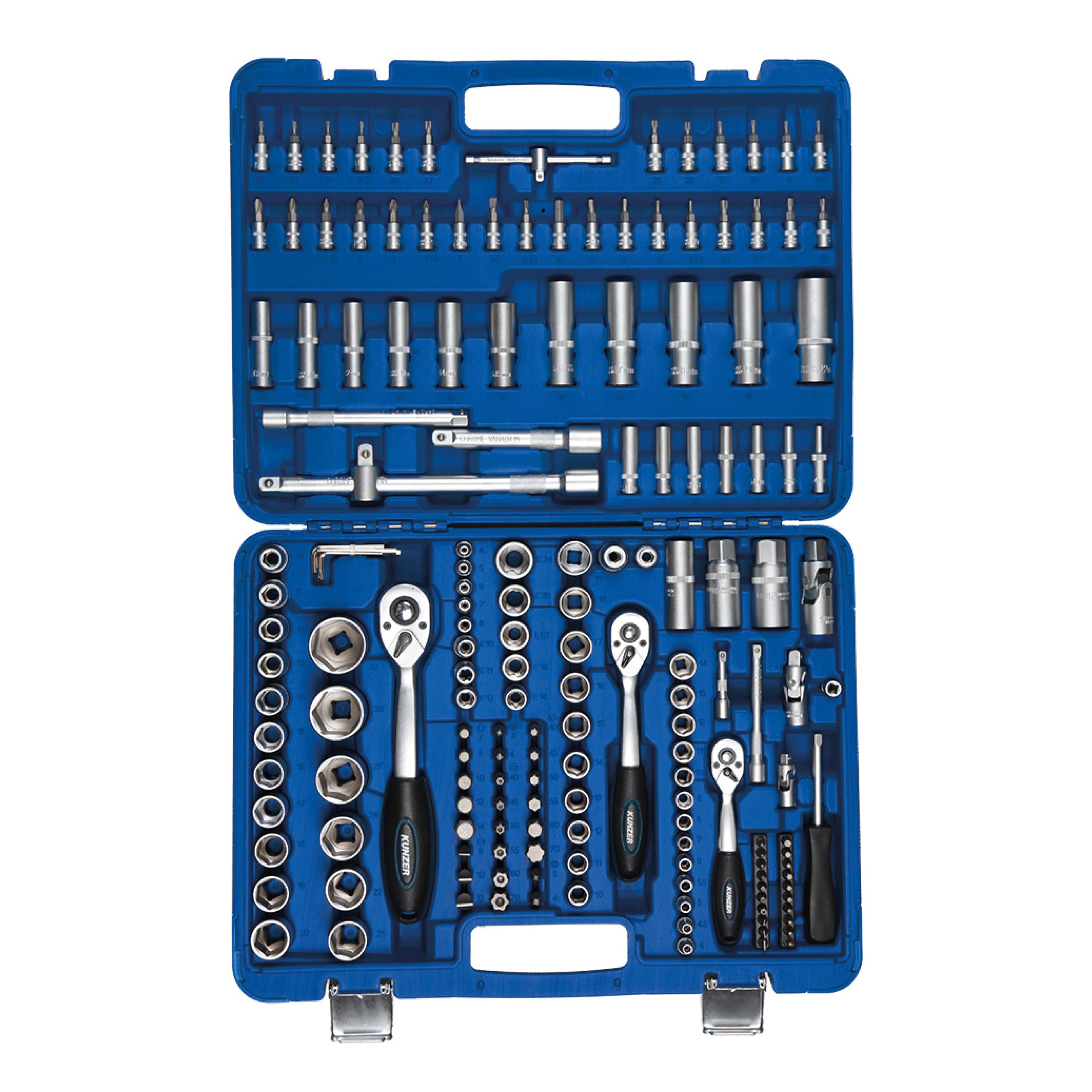 Kunzer 7SS172 Steckschlüsselsatz-Set 172-teilig, CrMo-Stahl - Koffer mit Umschaltknarre, Ratsch, Steckschlüssel, Bitsatz