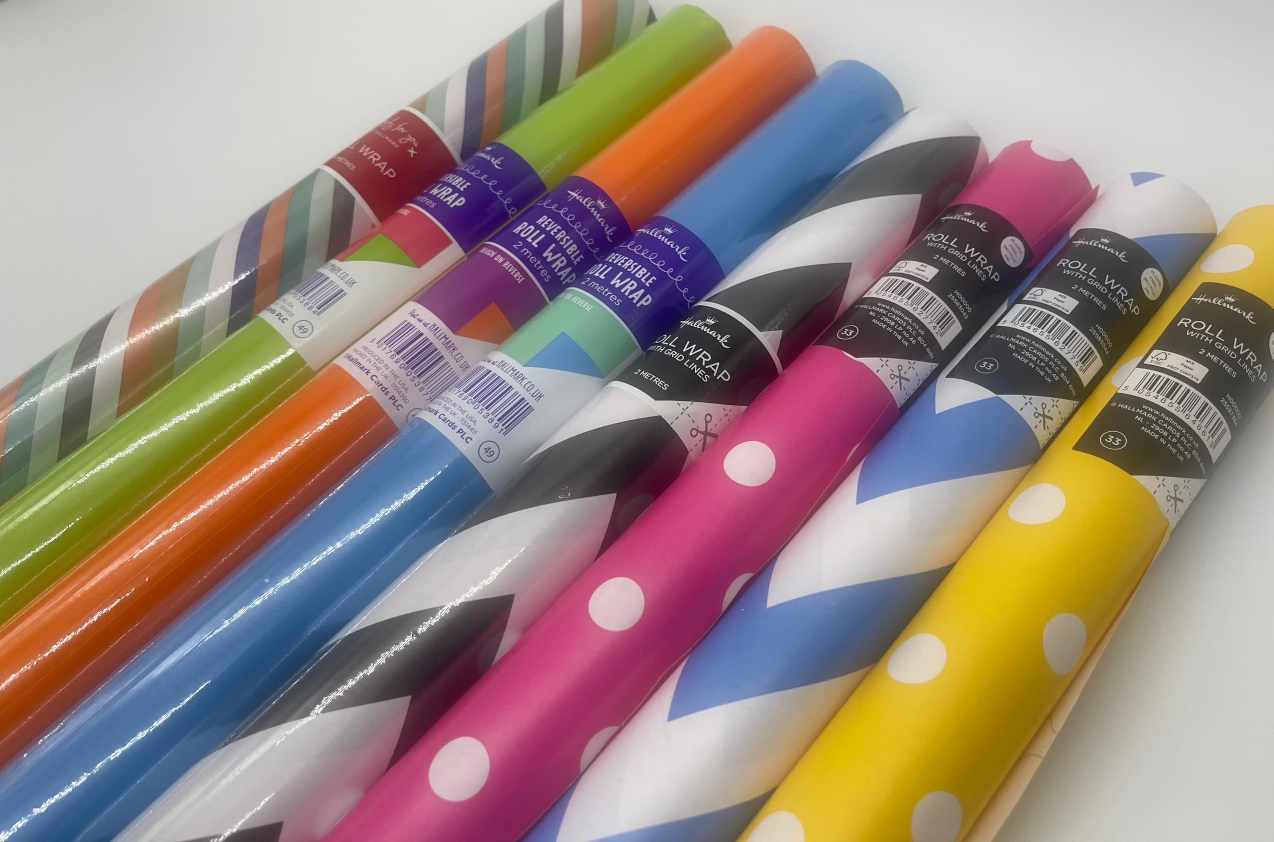 Hallmark BUNDLE Roll Gift Wrap Pack -8 Rolls Birthday Wrapping paper -Male/Female/Children's mix