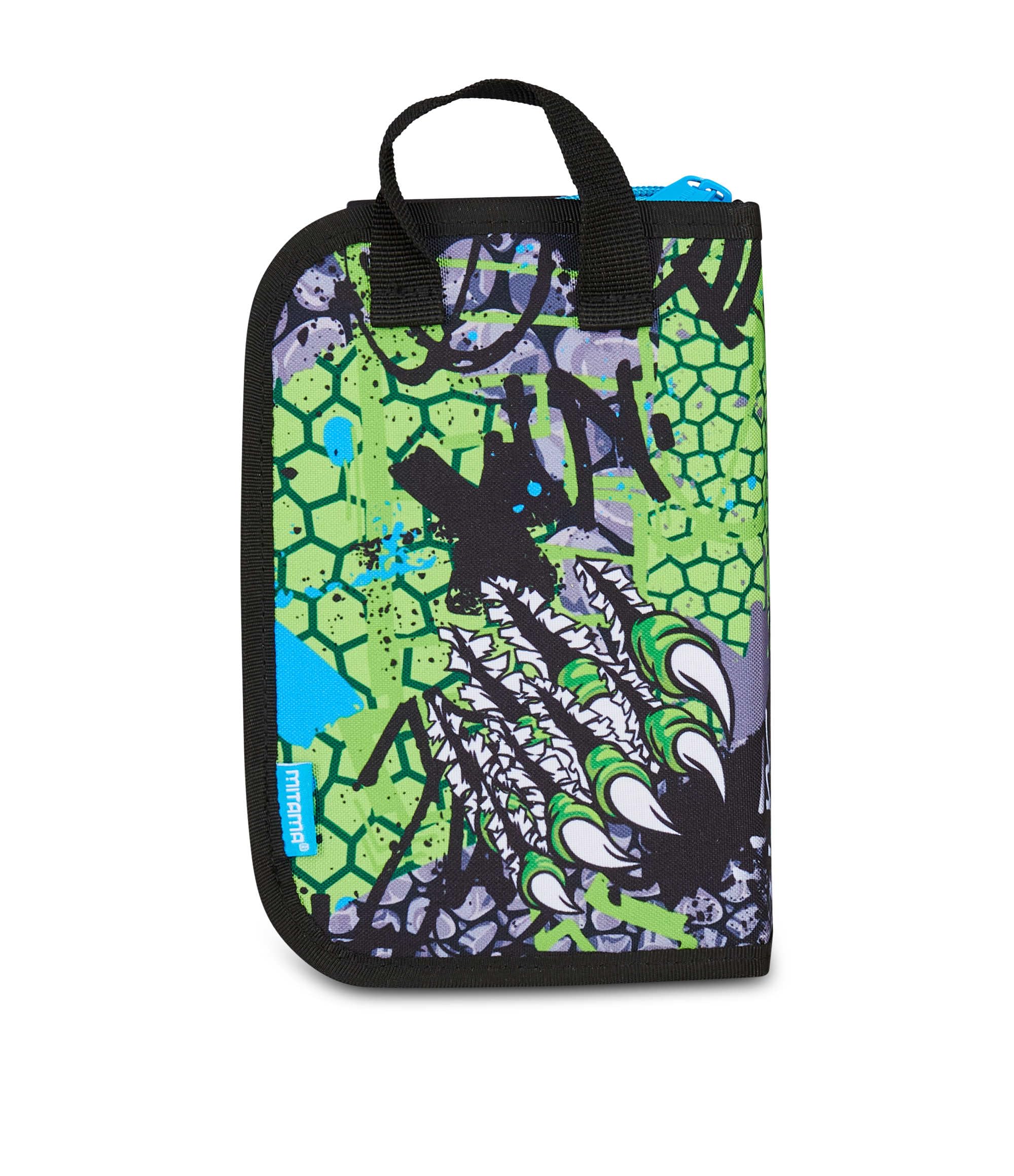 Mitama Astuccio Scuola 4 Zip, Nero, Portapenne Triplo Scomparto Completo Di Penne, Matite, Colori, Accessori Zaino, Scuola Elementare, Bambino