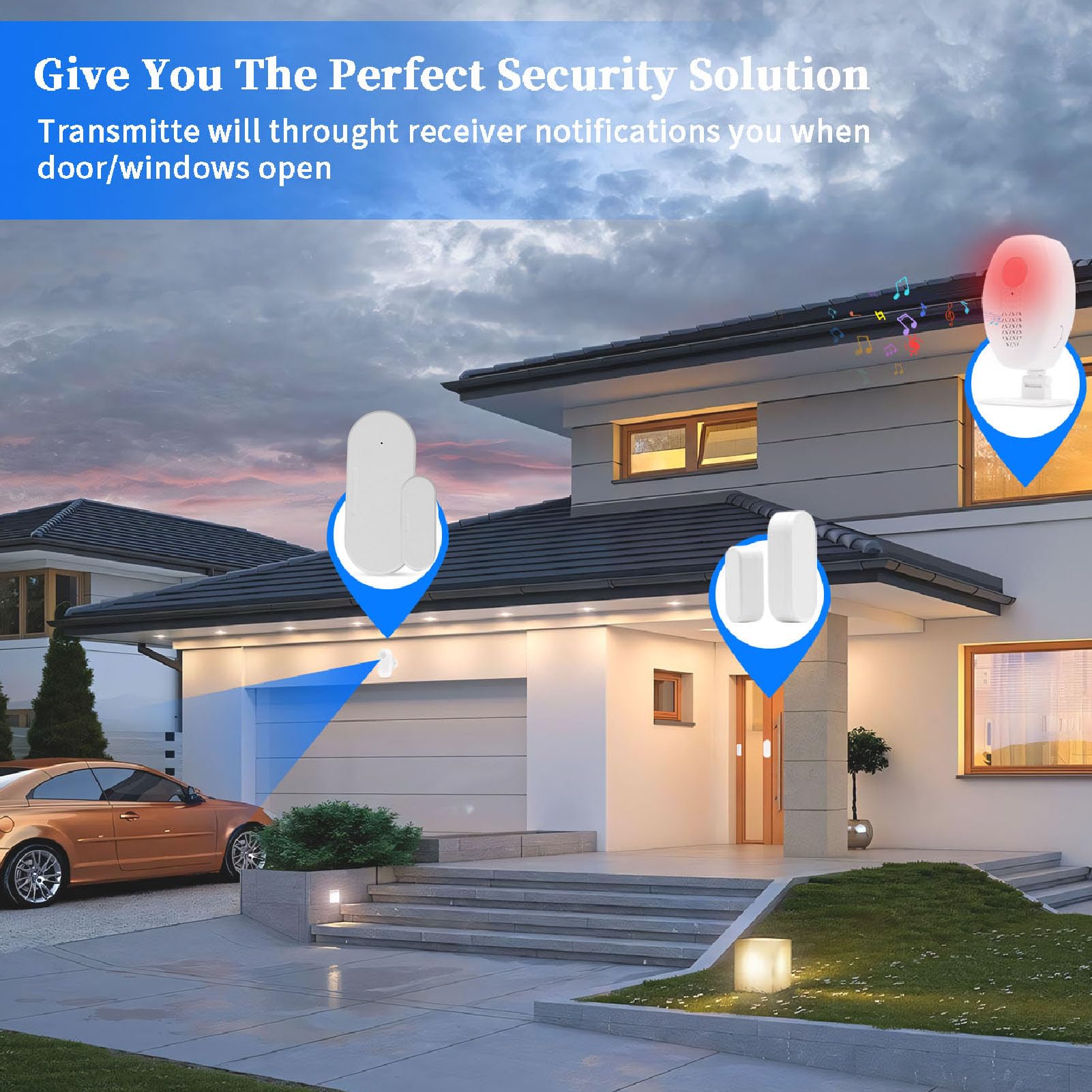 Generic Allarme Sensore Porta Wireless Avviso Antifurto a Lunga Distanza per la Sicurezza Domestica e Aziendale Materiale ABS
