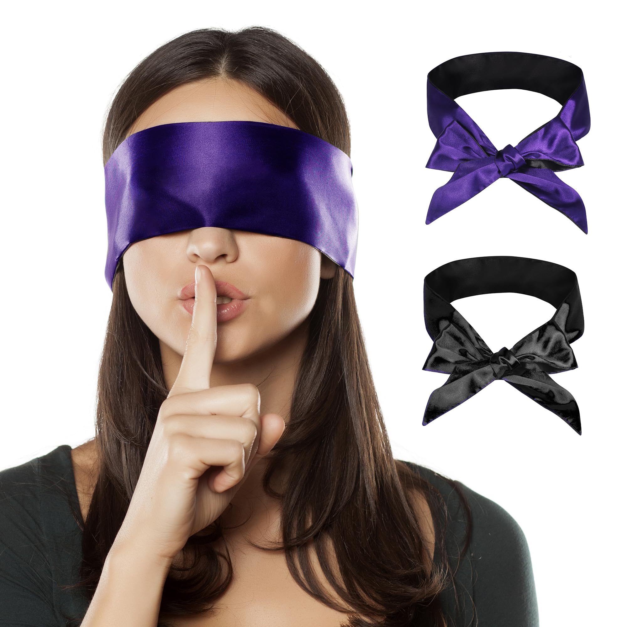 Mascherina per dormire da notte viola in raso con pizzo - Donna - A
