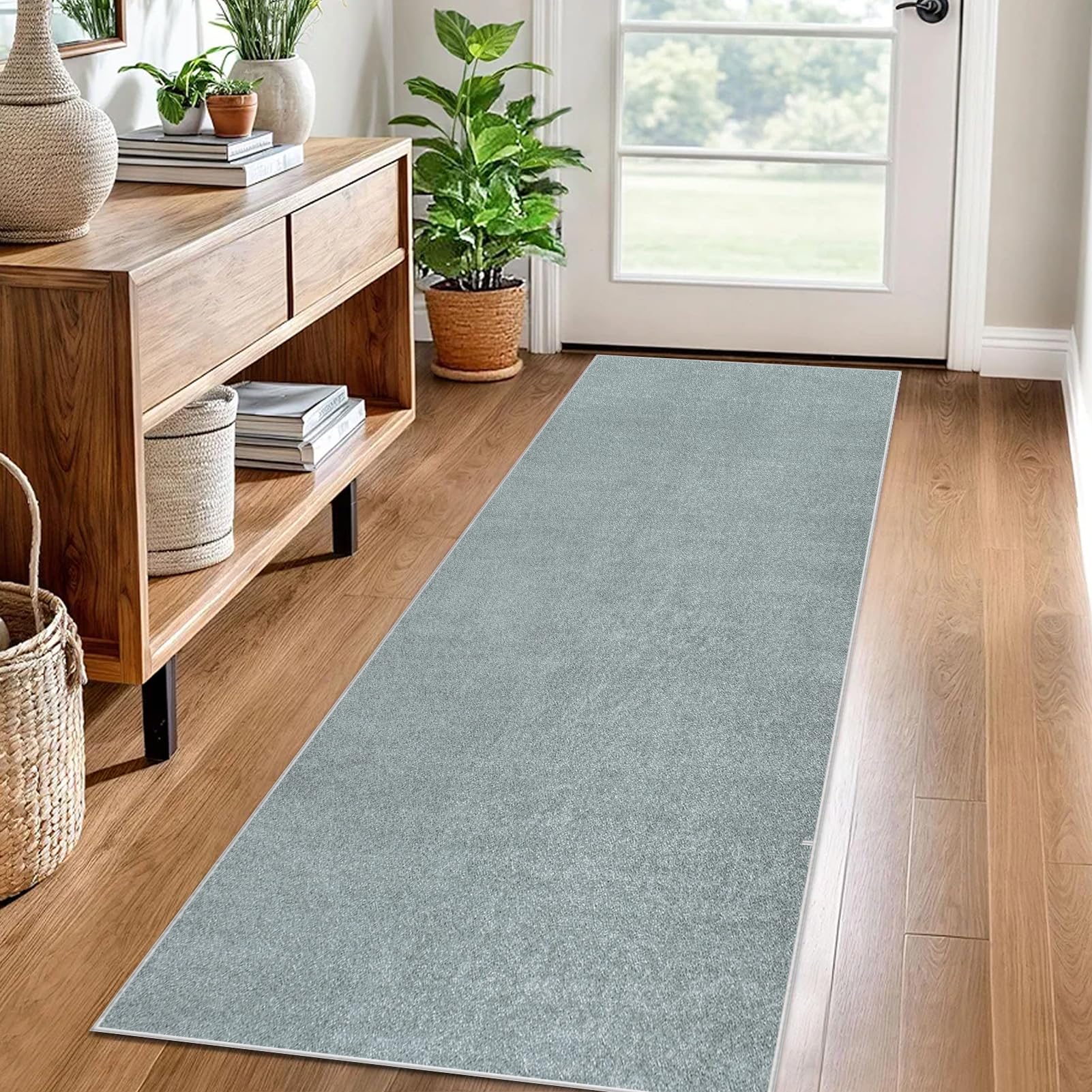 Carpet Runner for Hallway Non Slip Long 40 x 180 cm Washable Kitchen Runner Rugs for Hallway Heavy-Duty Absorbent Area Rugs Door Mats Carpet Floor Mat Hallway Runner Rug for Entryway Laundry Blue