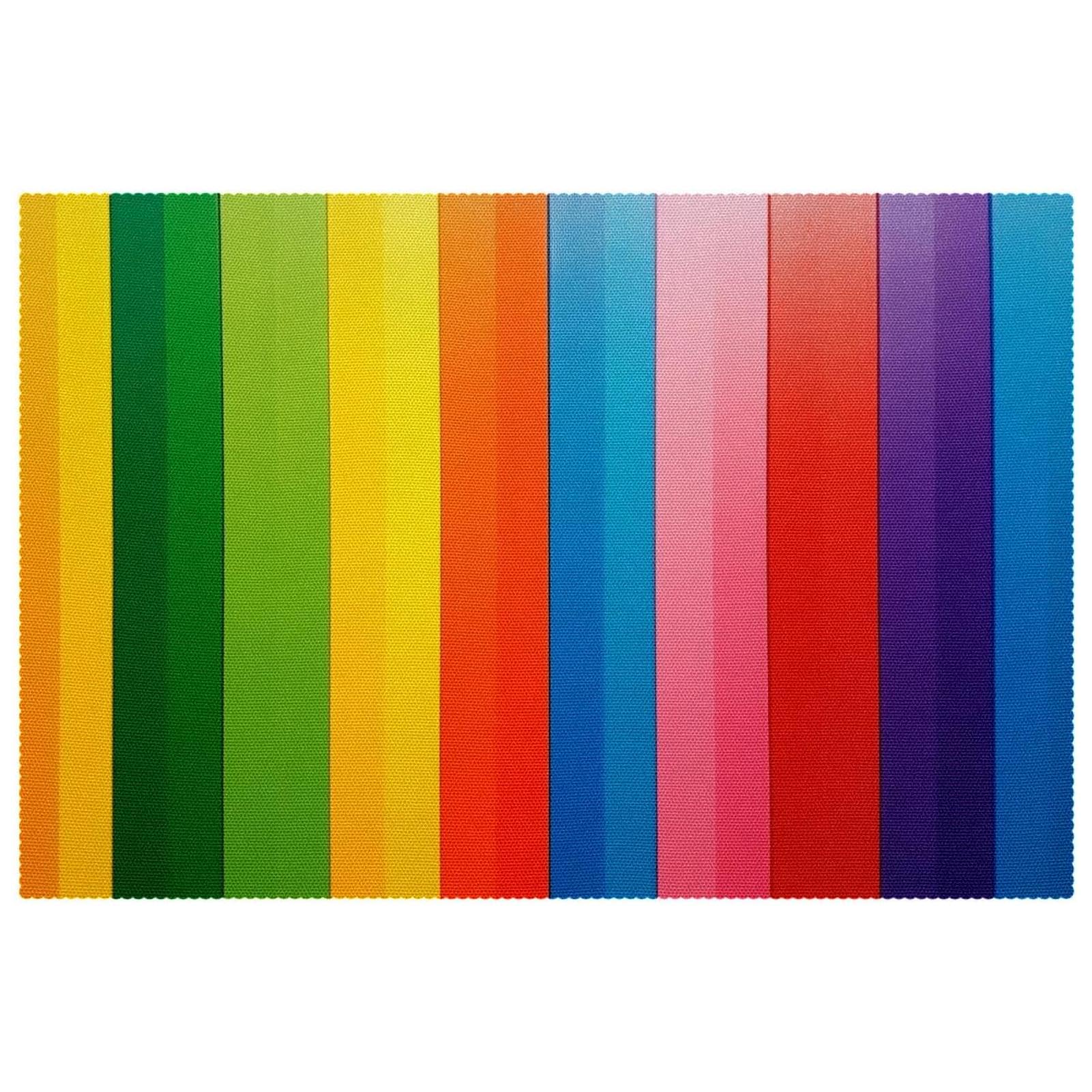 Set de table tissu Oxford lot de 4 rectangulaires lavables rayures arc-en-ciel