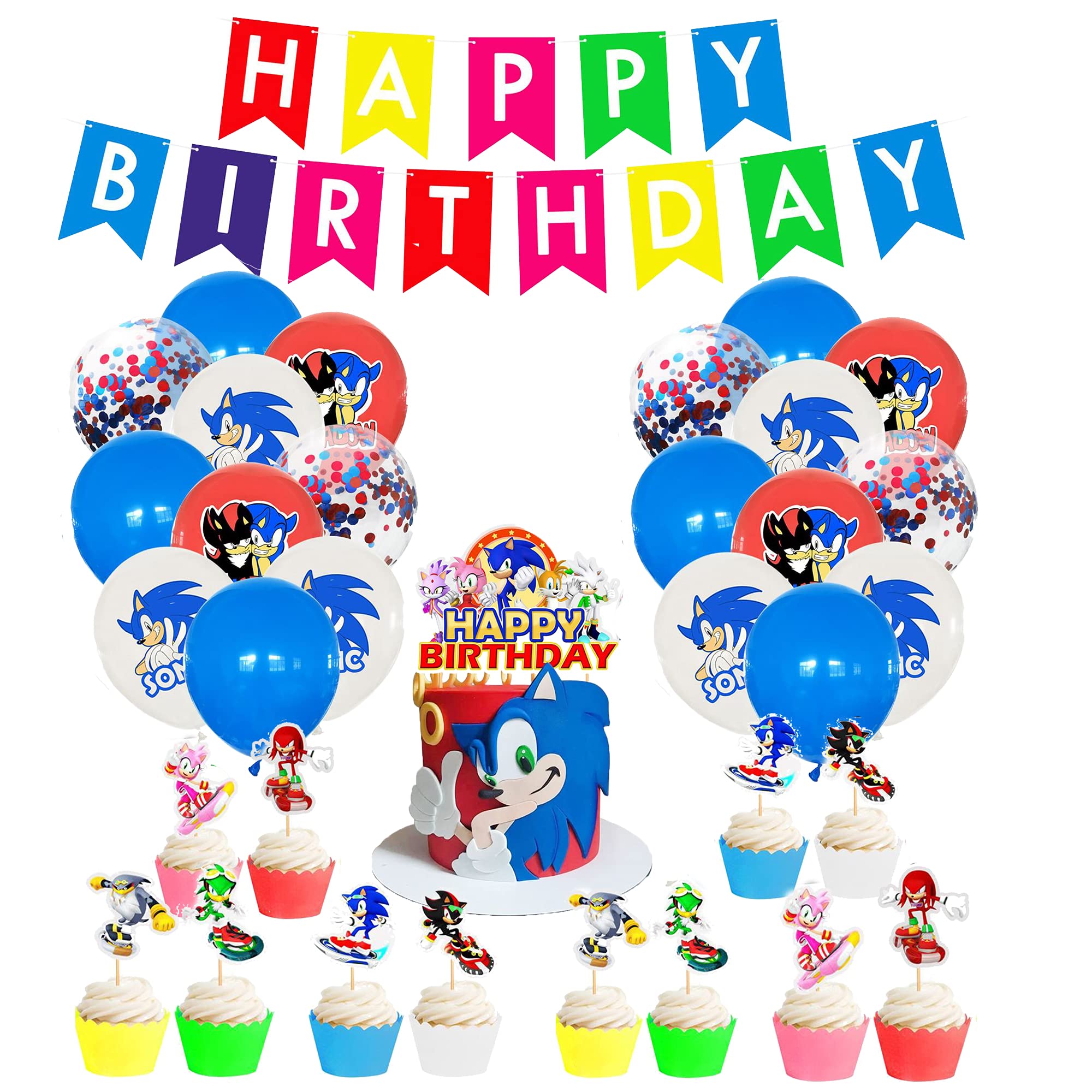 Buy Birthday Decoration Pack Sonic Balloons Hedgehog Birthday Banner