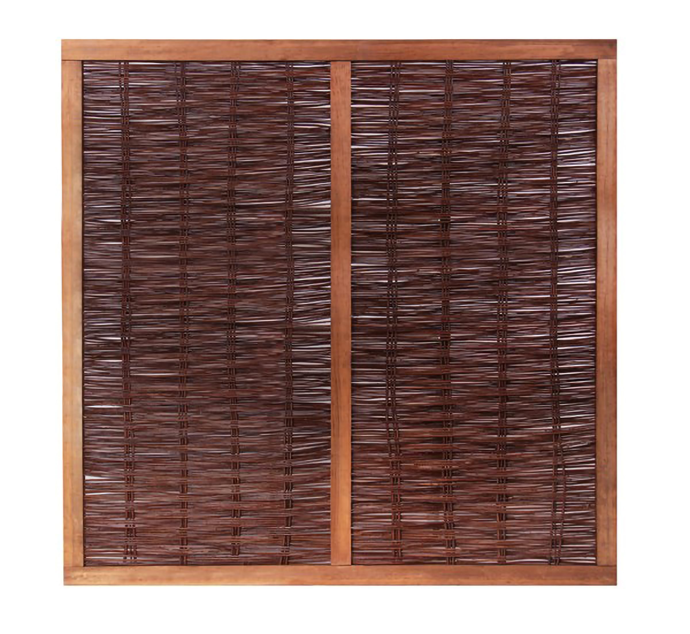 Papillon Brown Premium Framed Woven Willow Wicker Wattle Natural Hurdle Fence Privacy Panels Garden Screening Wooden Fencing (0.9M (3Ft))