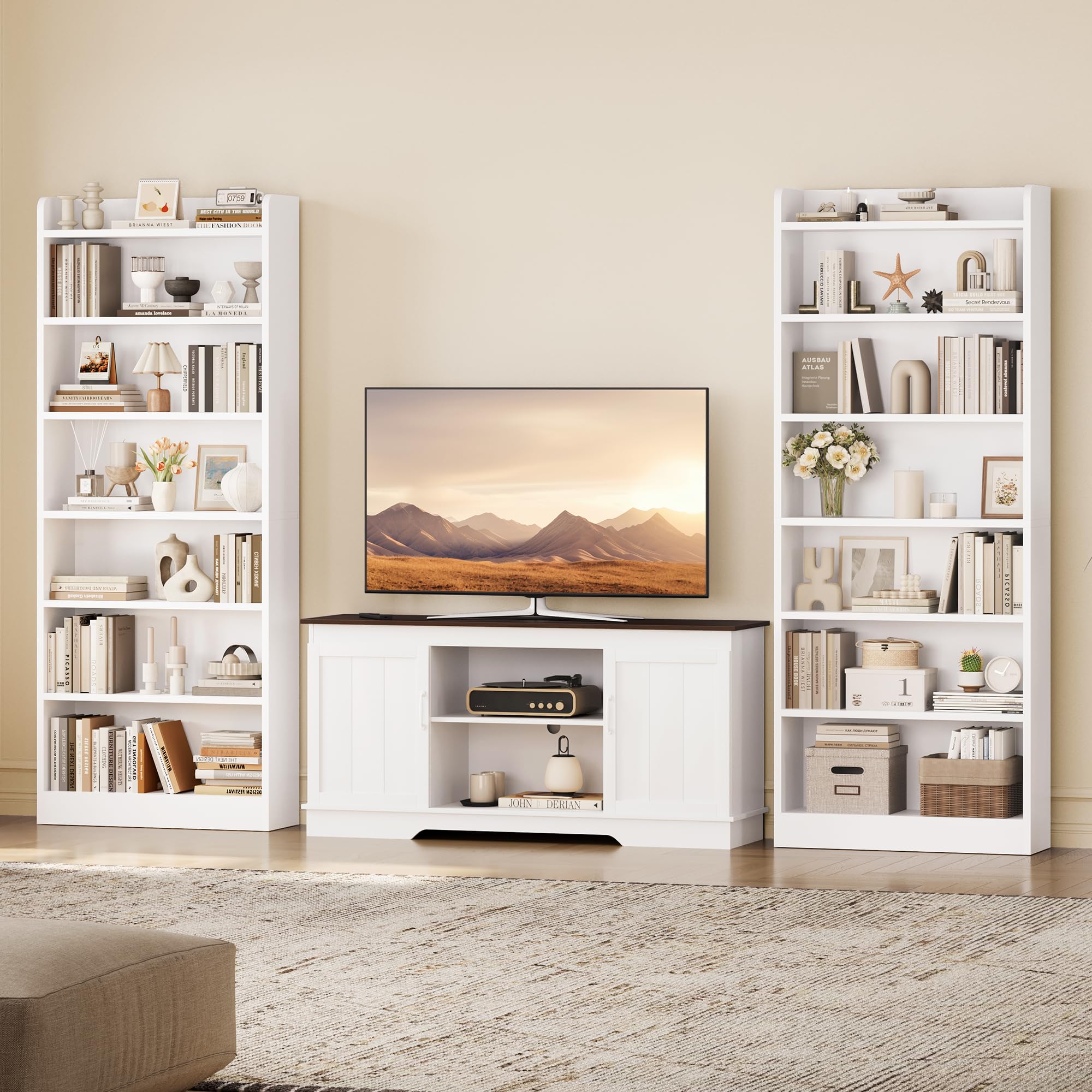Yaheetech Bücherregal, 7 Fächern Bücherschrank mit Verstellbarer Regalboden, 180,5 cm H Standregal, offenes Aufbewahrungsregal für Wohnzimmer/Heimbüro/Arbeitszimmer, Weiß | Bücherschrank mit Verstellbarer Regalboden, offenes Aufbewahrungsregal für Wohnzim