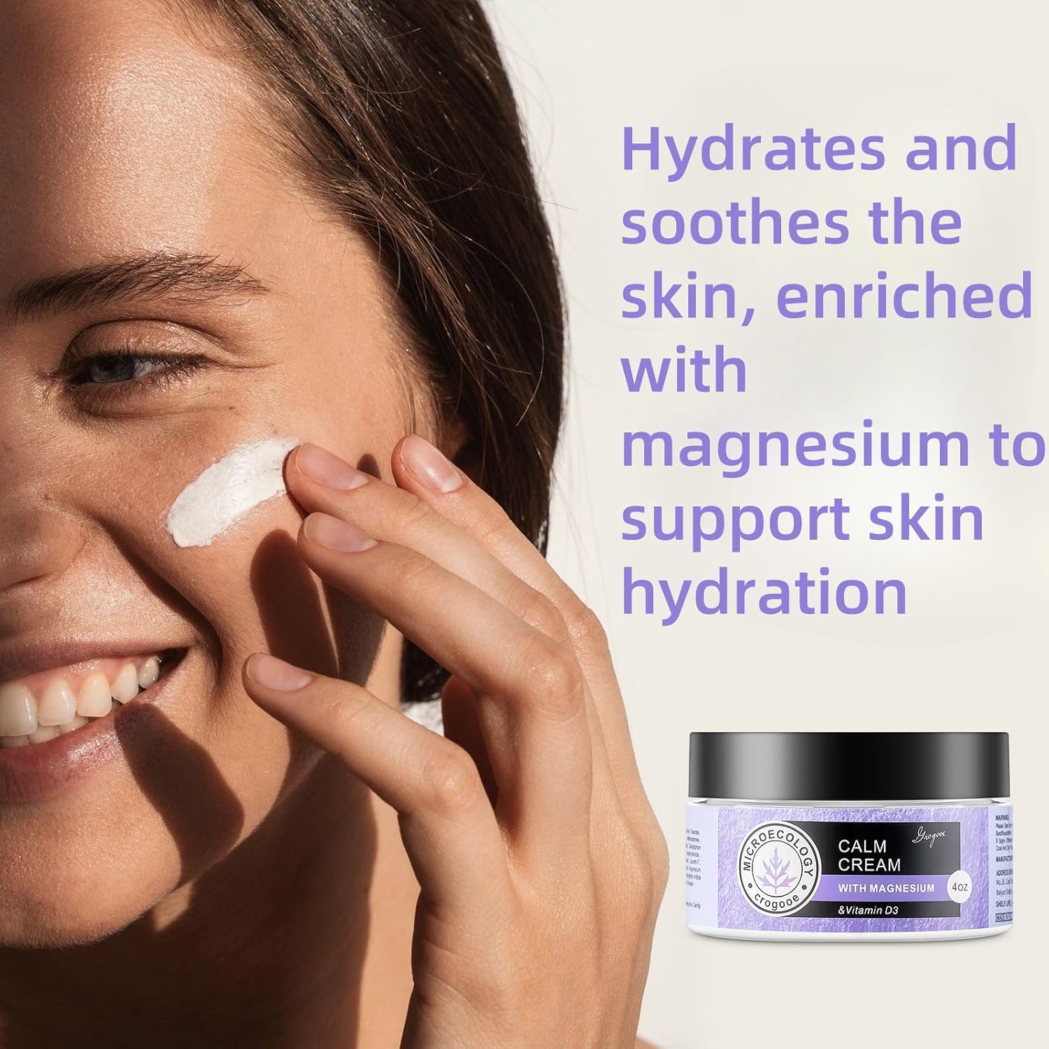 Crogooe Magnesium Cream for Sleep - Moisturizing Nighttime Magnesium Lotion,Hydrating Dry Skin On Body, With Vitamin E,Safe for Kids - 4 OZ (Lavender) - Image 5