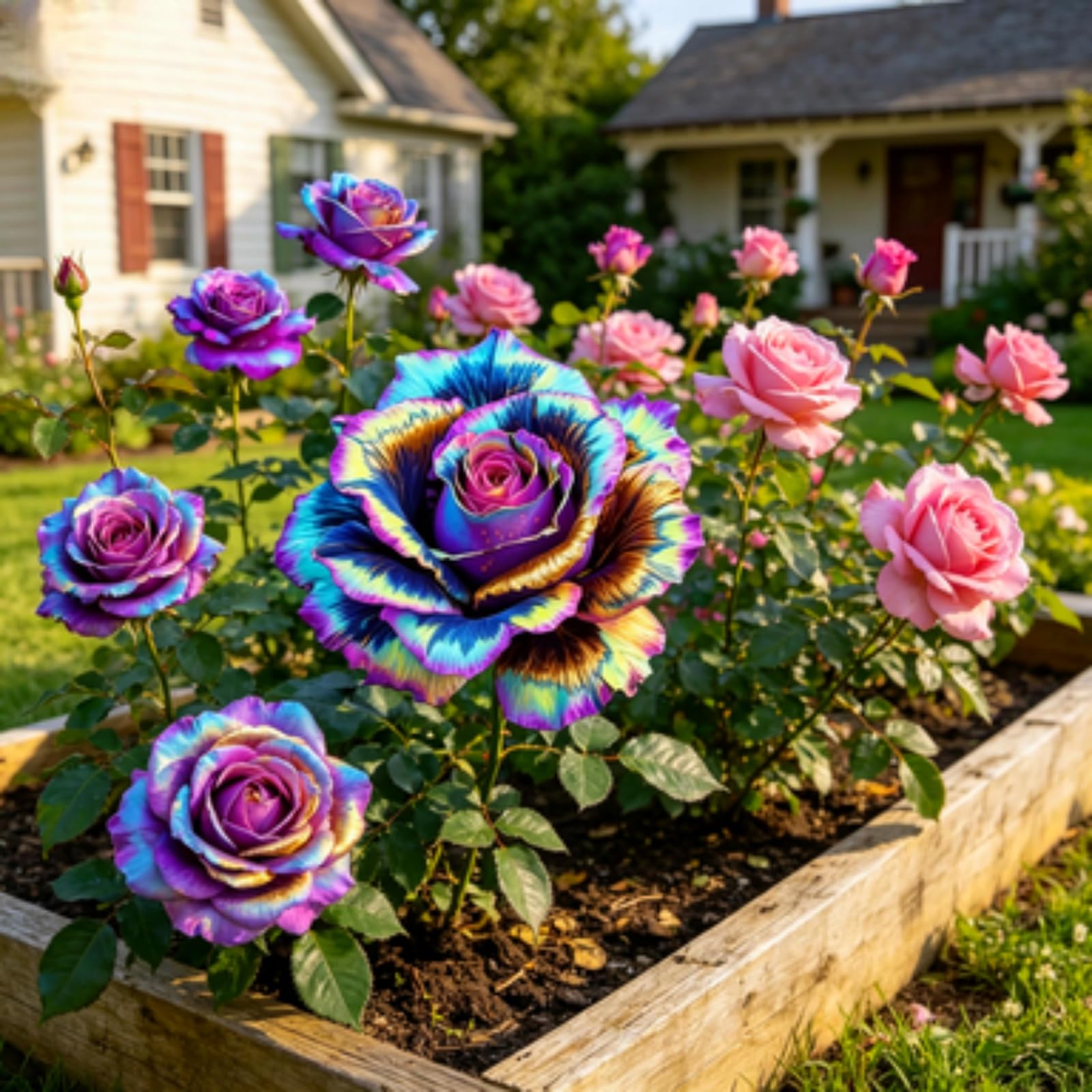 Herausragend Rosenpflanzen, Rosenrhizom, Rosa, Kältetolerant Mehrjährig, Gewächs für Privatgarten und Blumentöpfe, Pflegeleicht-4Rhizome-B