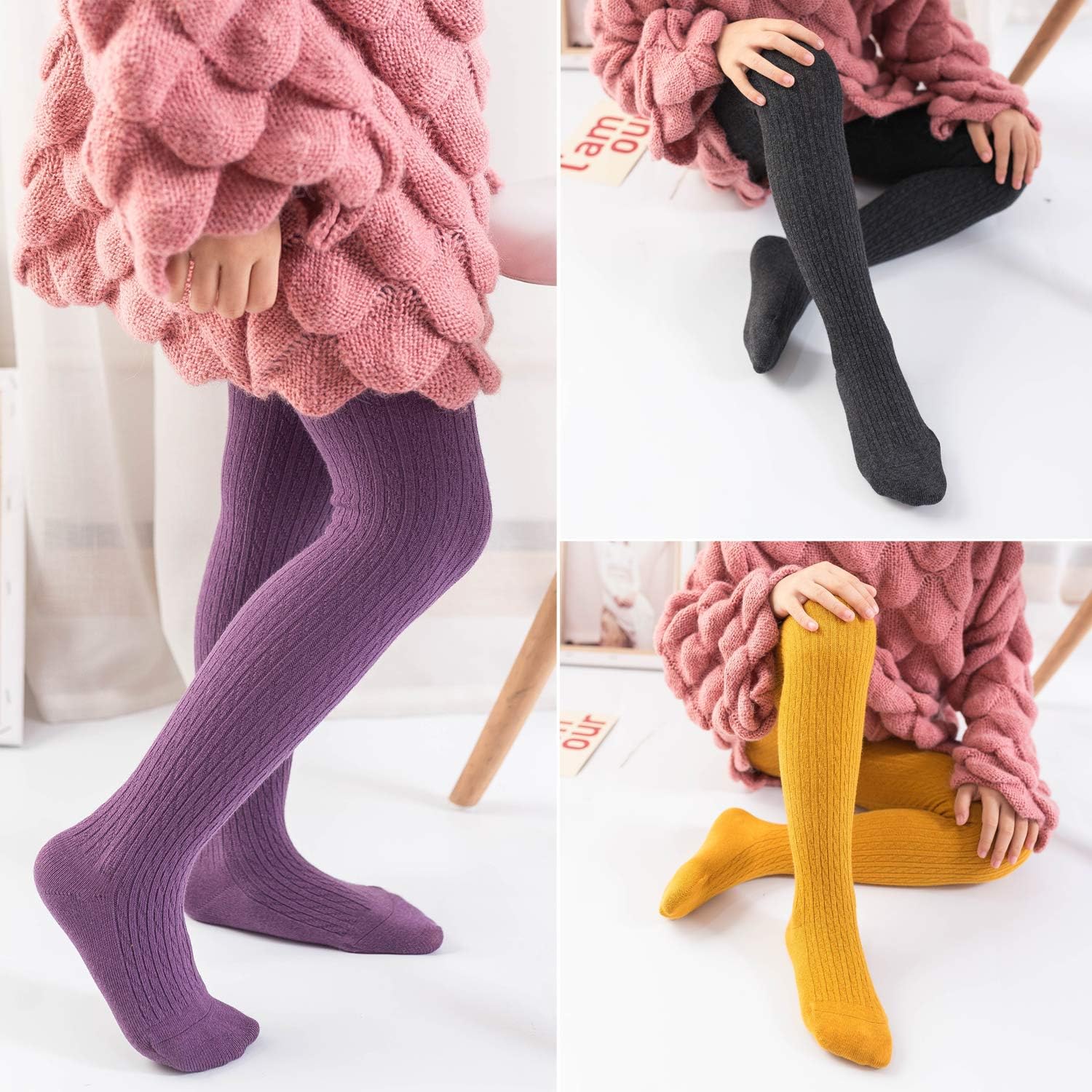 EPEIUS Baby Girl Tights Thick Cable Knit Leggings Seamless Cotton Toddler Girls Stockings School Tights for 2T-12 Years - Image 2