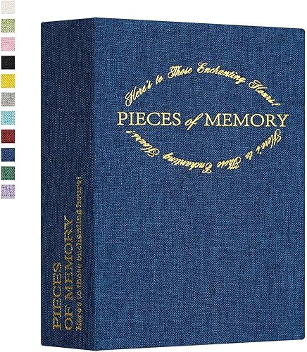 Hiwhy Álbum de fotos para 4 x 6 pulgadas, pequeño álbum para 50 fotos, libro de fotos con cubierta de lino con impresiones doradas, libro de