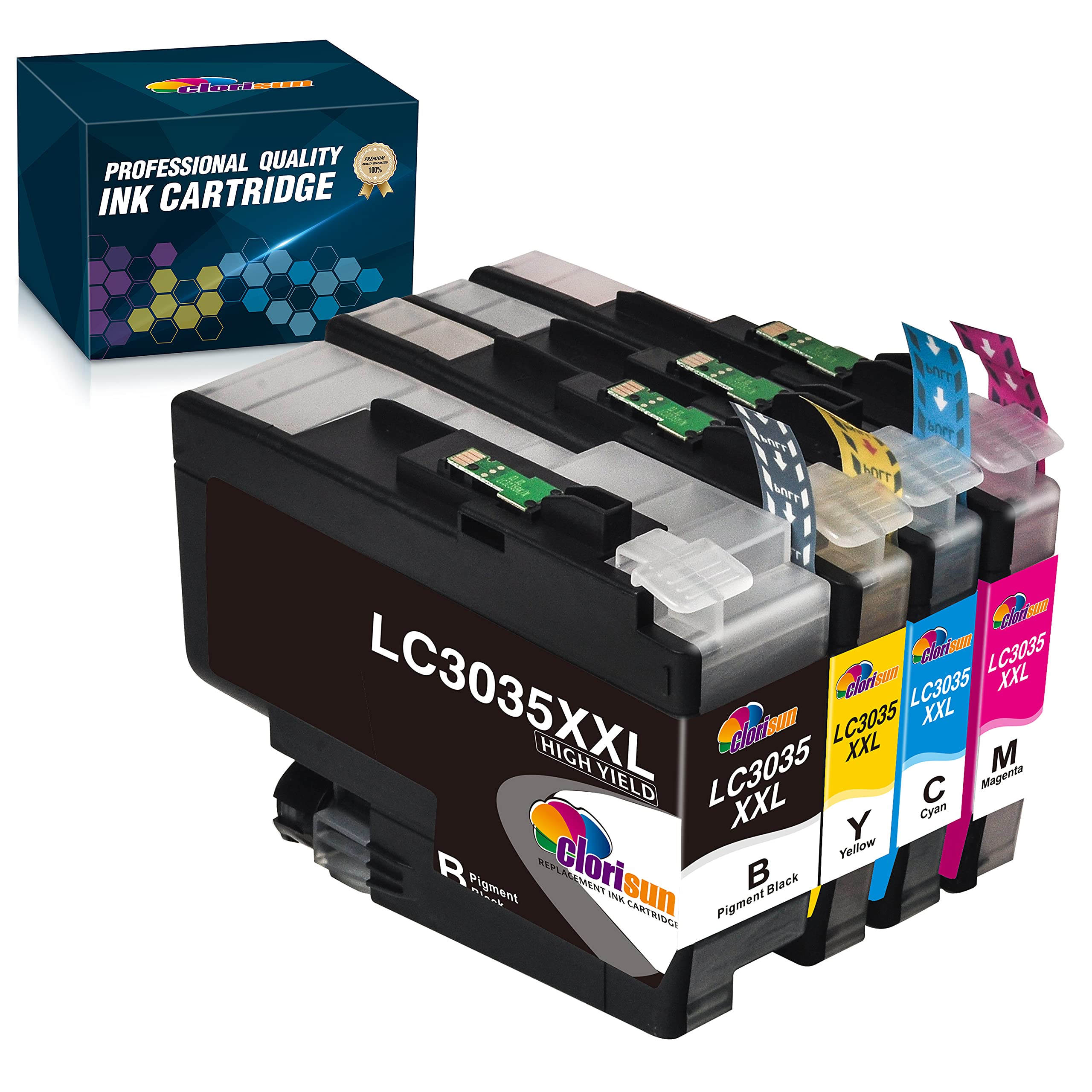 Clorisun LC3035 3035 LC3033 Ink Cartridge Replacement for Brother LC3035 3035 LC3033 3033 with MFC J995DW J805DW J815DW J995DWXL J805DWXL Printer (Black Cyan Magenta Yellow, 4-Pack)