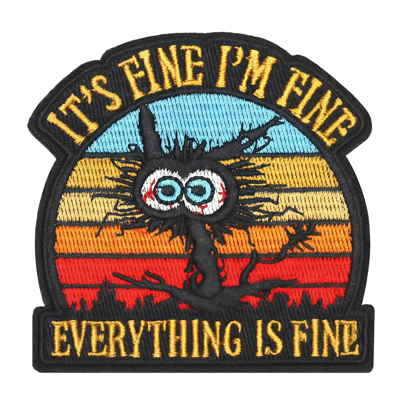 Funny Cat Hook and Loop Fasten Embroidered Applique Patches, Tactical Morale Meme Patches, Funny Cat Applique Patche, I'M Fine Everything IS Fine Patch for Clothing, Backpacks, Dog Harnesses (Style 1)