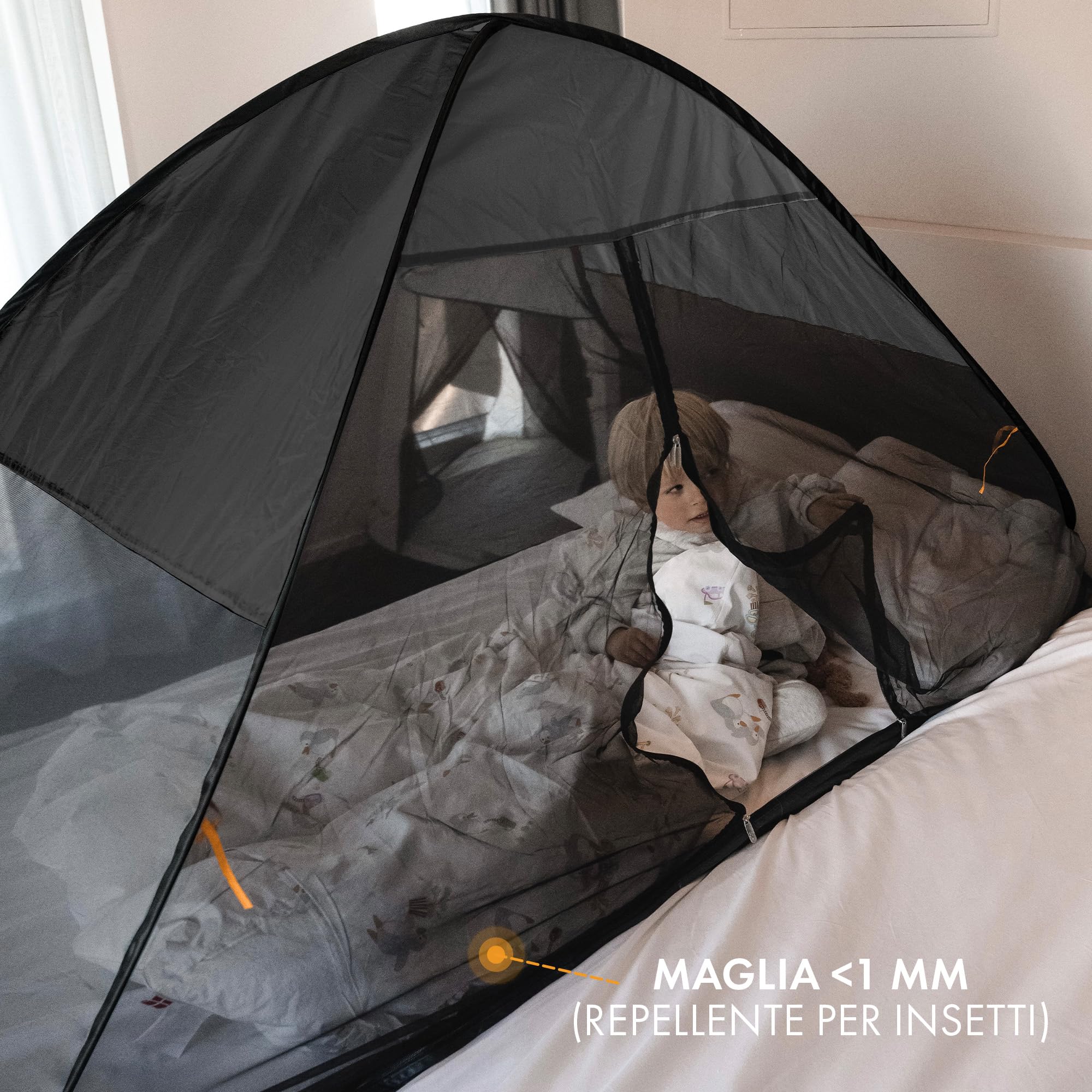 Deryan Tenda da letto pop-up – matrimoniale – zanzariera pop up – zanzariera letto – pieghevole e leight – 200 x 90 x 110 cm – zanzariera letto e zanzariera da viaggio con borsa – Grigio