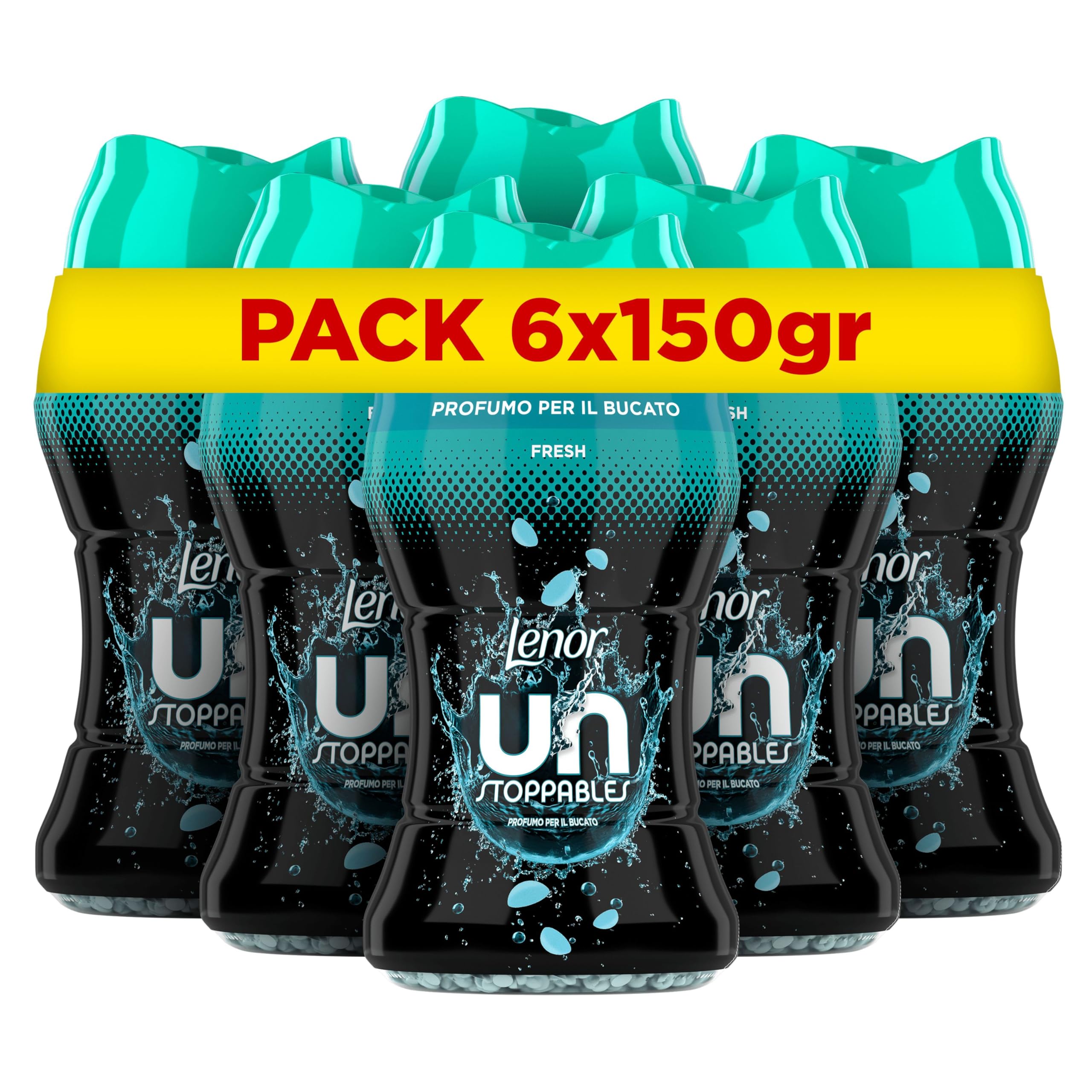 Lenor Profumatore Bucato Lavatrice, Perle Profumate, Unstoppables Fresh, Formato 6 x 150g, Intensificatore Di Profumo