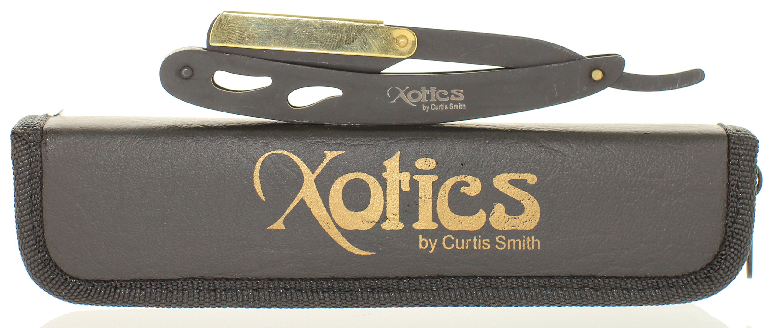 Xotics Matte Black & Gold Straight Razor- Double Edge Razor Blade- Lightweight J2 German Steel- High Precision