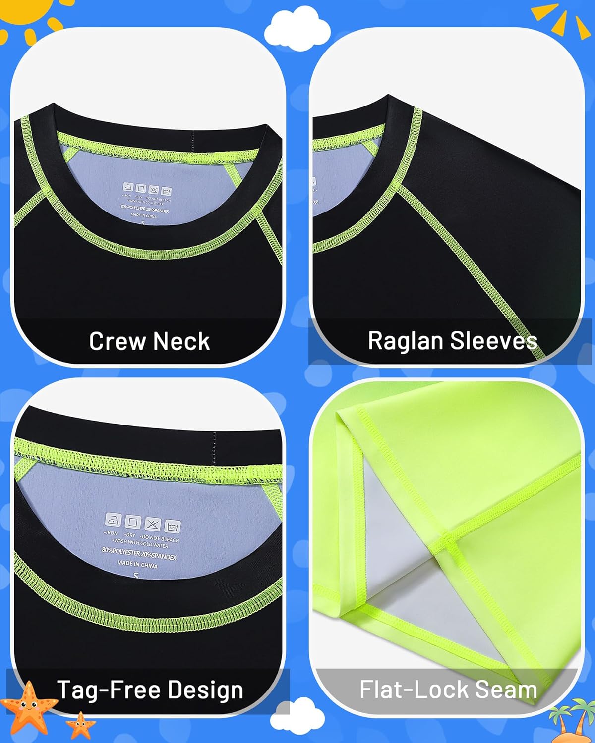 Runhit Boys Gradient Rash Guard Swim Shirt Long Sleeve Kids UPF 50+ Sun Protection UV Water Shirts SPF Quick Dry Rashguard - Image 5