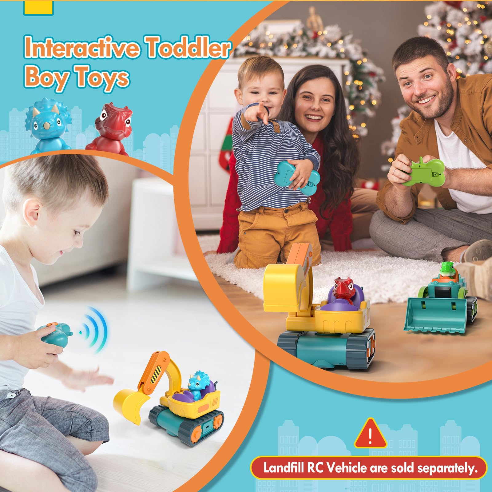 SOGAWEBB Toy for 1 2 3 Year Old Boys Gifts, Dinosaur Remote Control Digger 1 2 Year Old Boys Girls Toys - Image 3