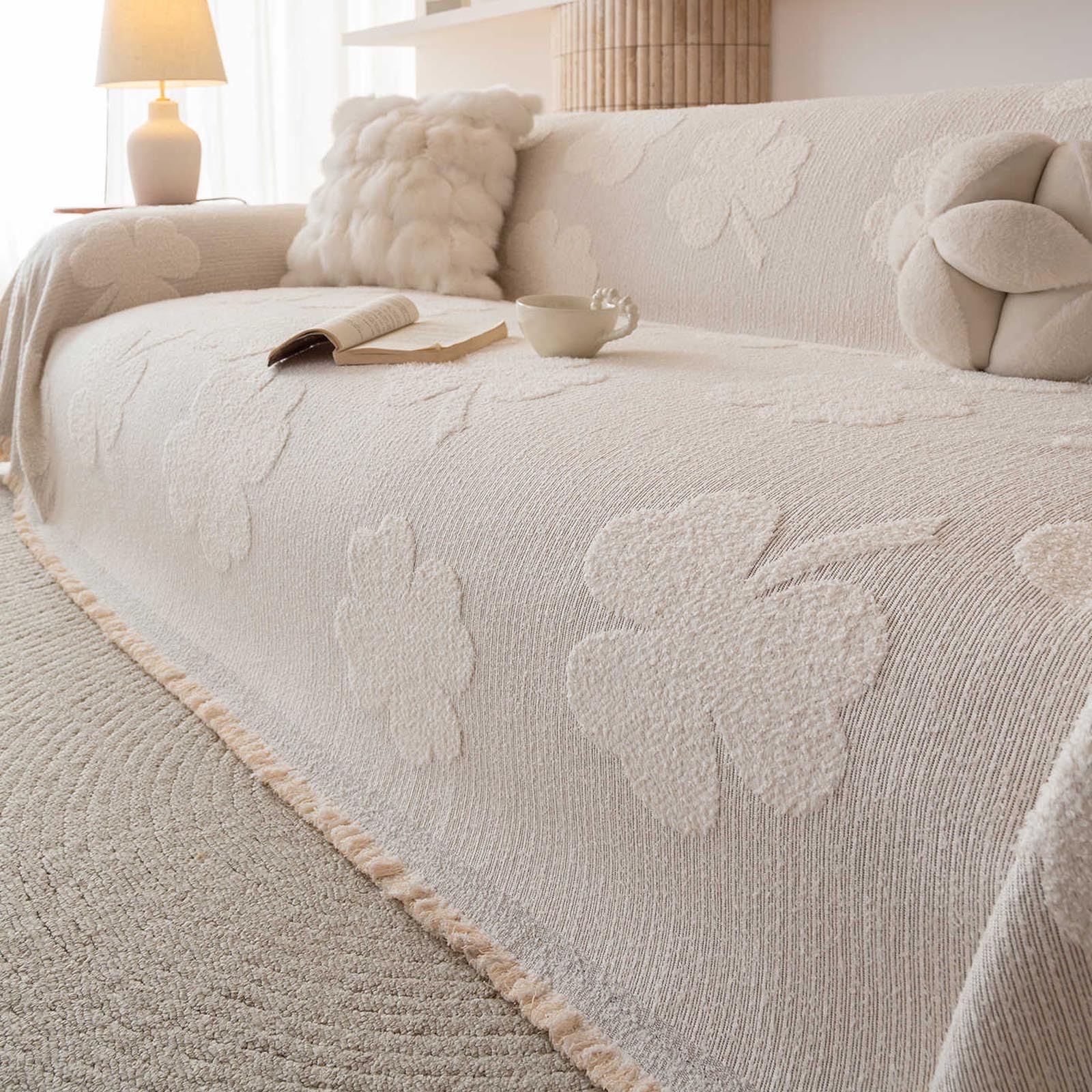 Housse de canapé en tissu doux blanc de qualité supérieure 180x150
