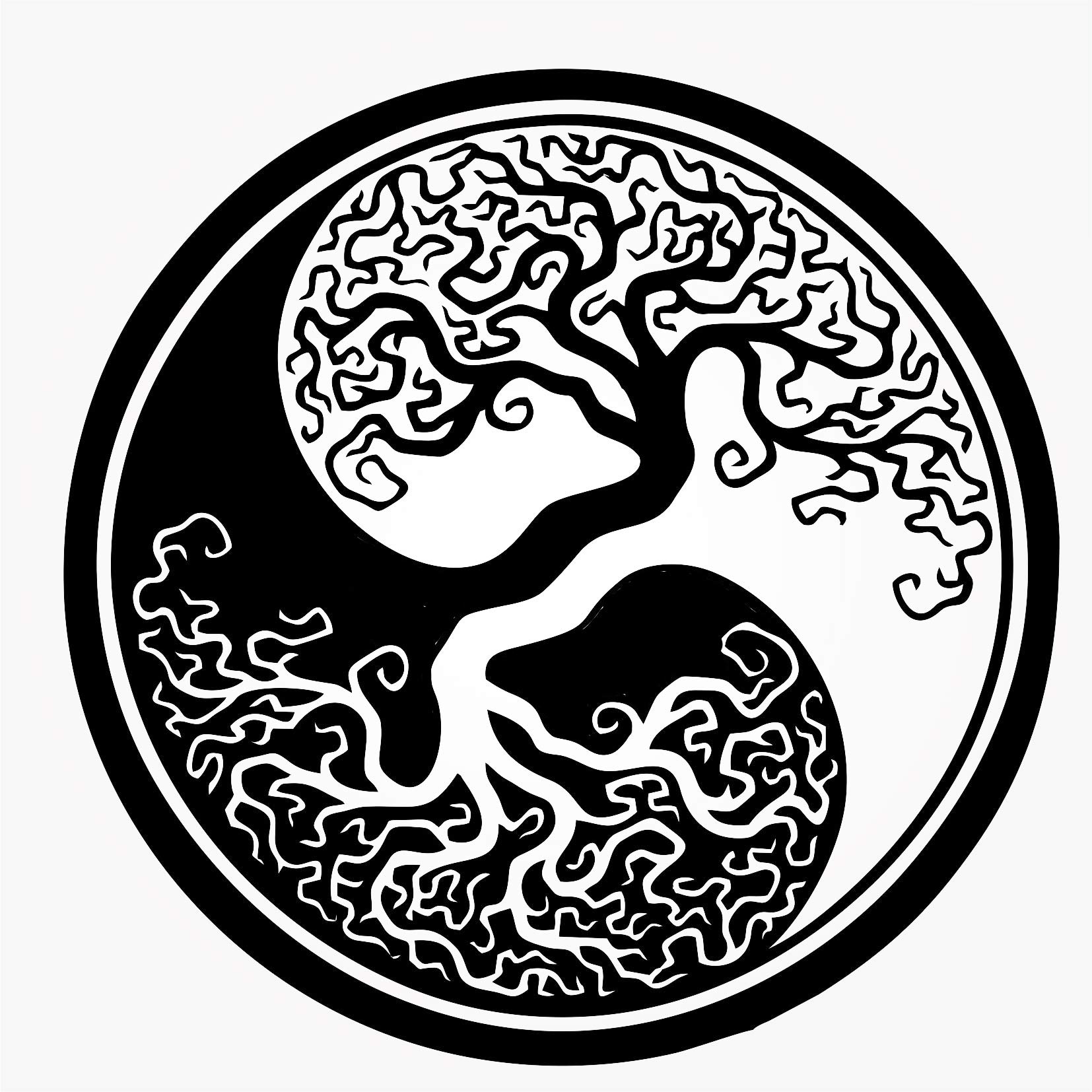 Tree of Life YIN YANG Mandala Reusable Stencil A3 A4 A5 & Bigger Sizes Wall Decor / TOL2 (PVC Reusable Stencil, A3 Size - 297 x 420 mm, 11.7 x 16.5 in)