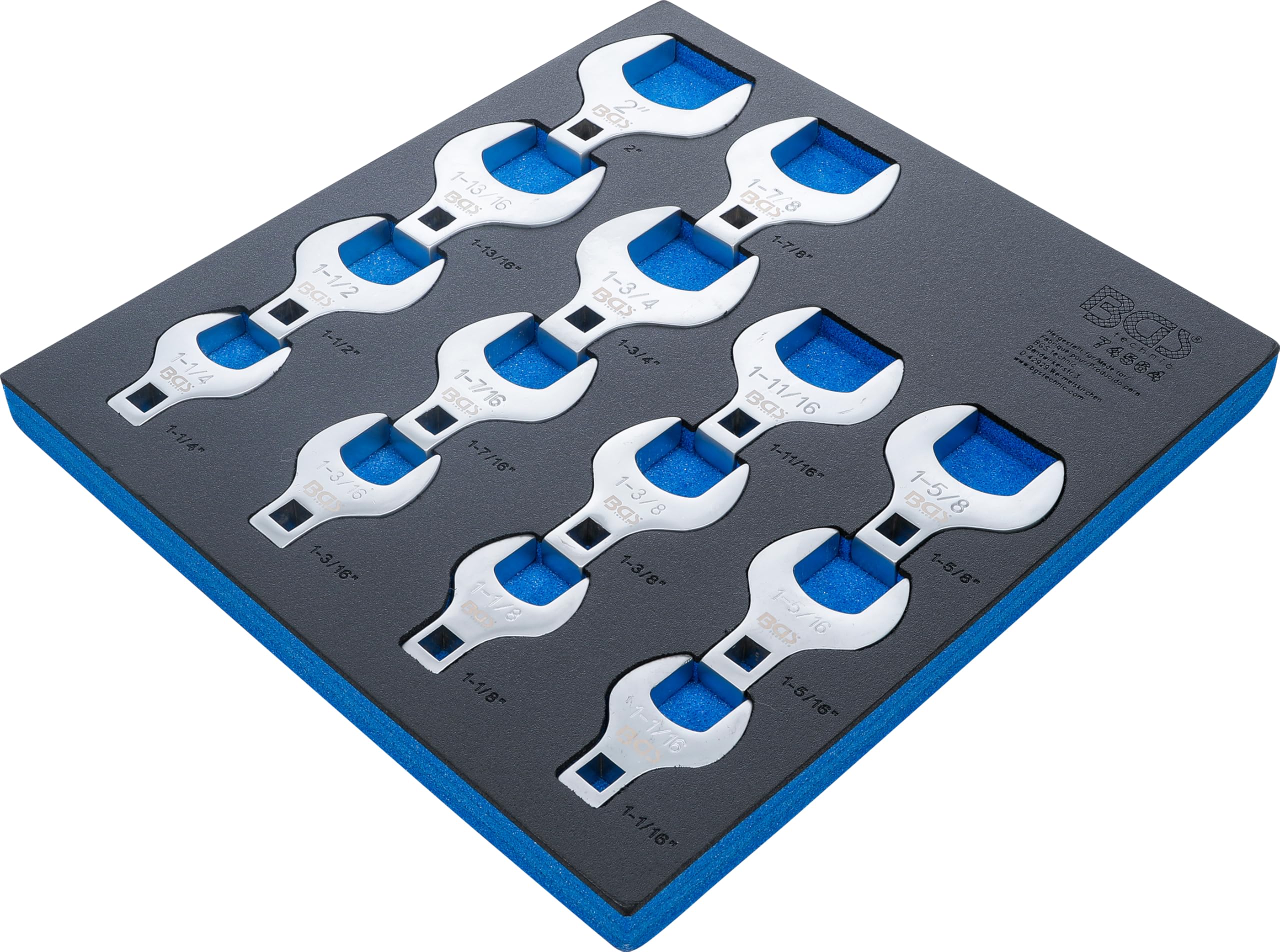 BGS 74564 | Insert de servante d'atelier 2/3 : Jeu de clés crowfoot à tuyauter | 12,5 mm (1/2") | en pouce | 14 pièces