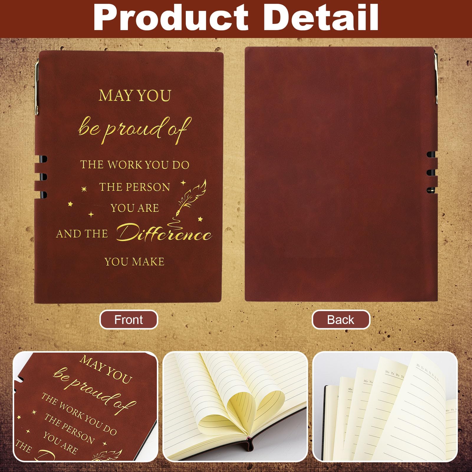 Candcamp Thank You Gift Leaving Gifts for Colleagues Women Men A5 Inspirational Notebook and Pen Set Appreciation Brown Journal New Job Congratulations Presents for Employee Volunteer Teacher - Image 2
