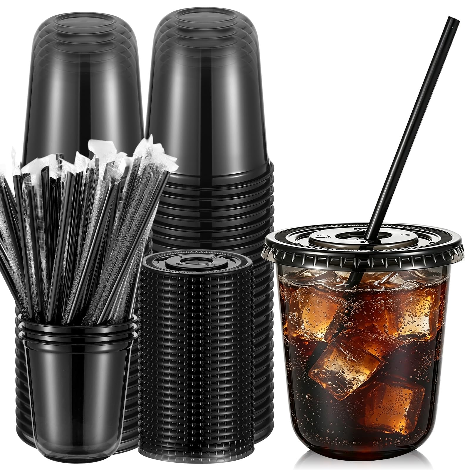 Ziliny 50 Sets 16oz Clear Plastic Cups with Lids and Straws Disposable Cups — Amazon image 7