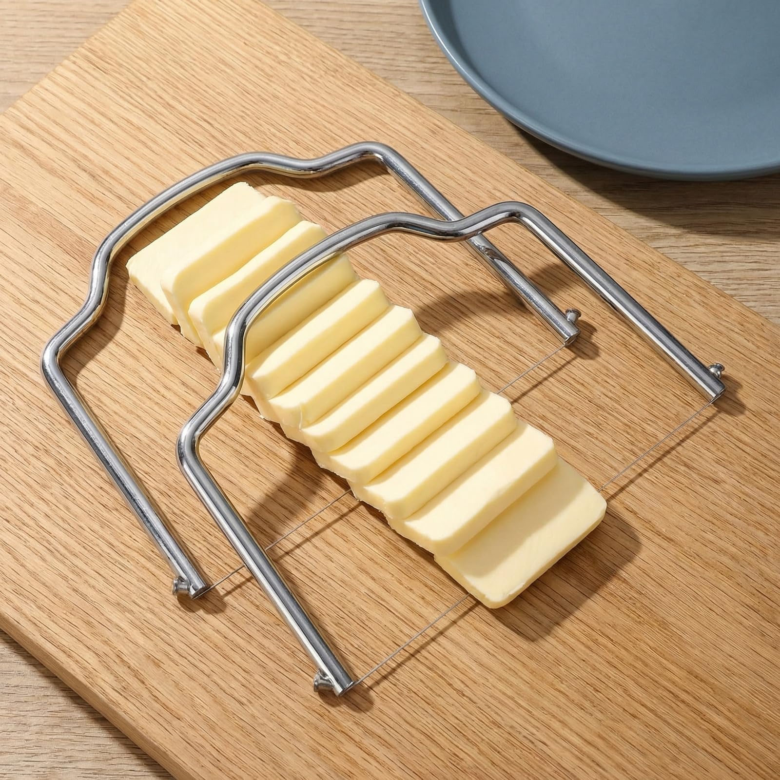 Cortador de Queso con Alambre 2 en 1 Inoxidable Multifunción 7.1x11cm, 2 Piezas