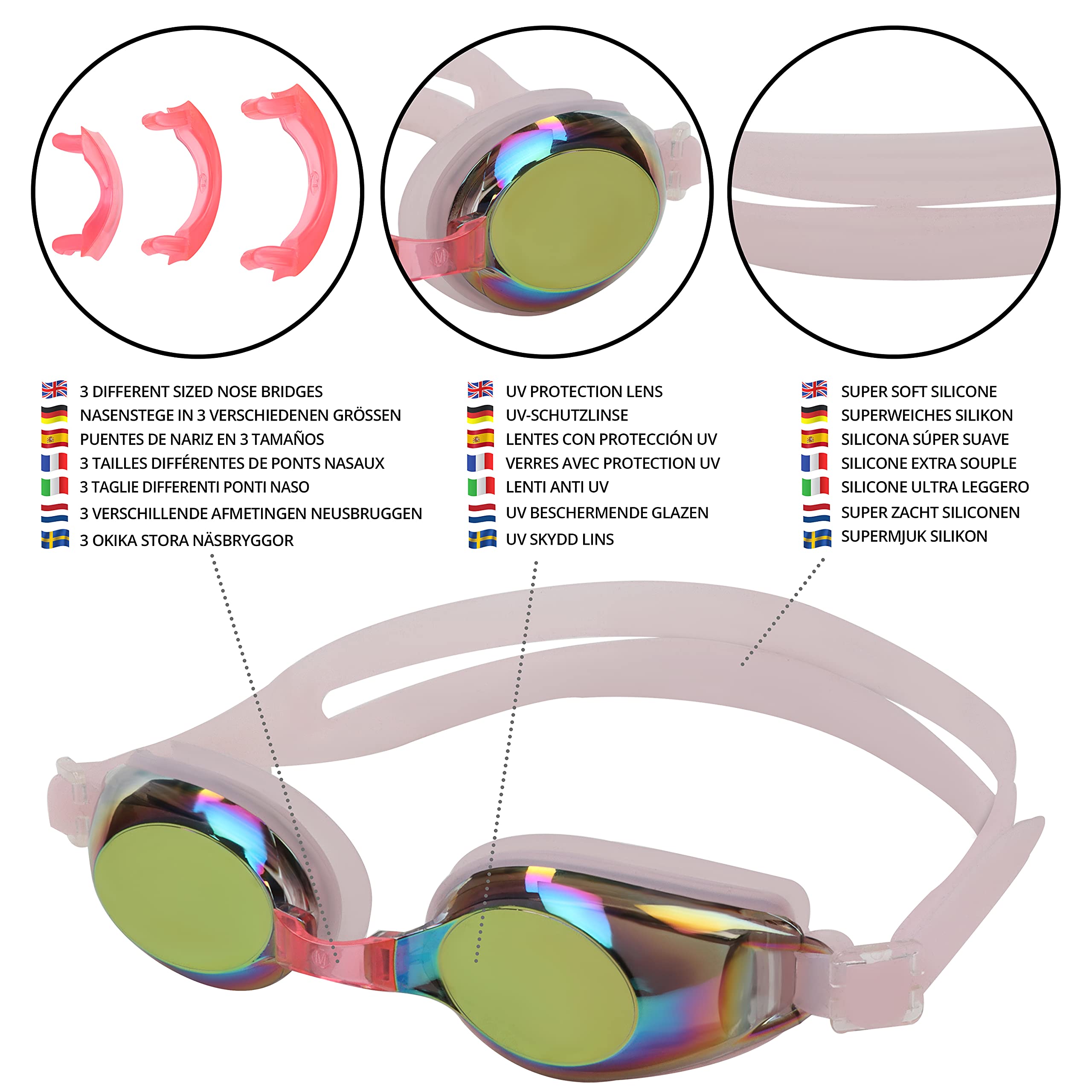 BEZZEE PRO Kids Swimming Goggles UV Protected Mirrored Goggles