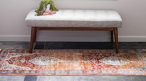 Miniatura 3 de Unique Loom Baracoa Collection - Alfombra Miramar (2 pies 7 pulgadas x 10 pies, rojo óxidoazul)