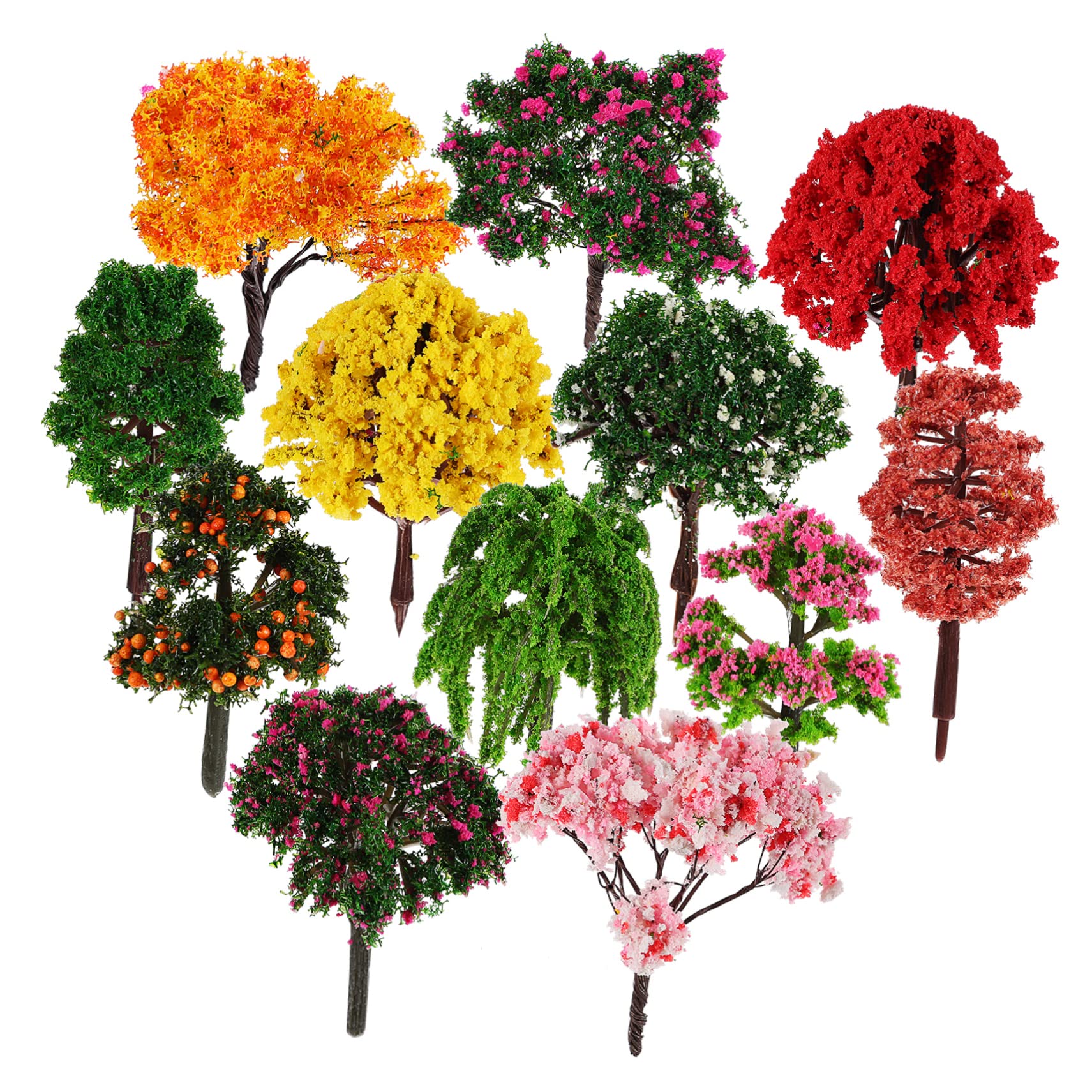 IMIKEYA 4 Set Albero Alberi A Modello Misto Cespugli Di Alberi in Miniatura Modello Di Di Cespuglio o Di Di Architettura Dell'acquario Plastica 12 Pezzi * 4