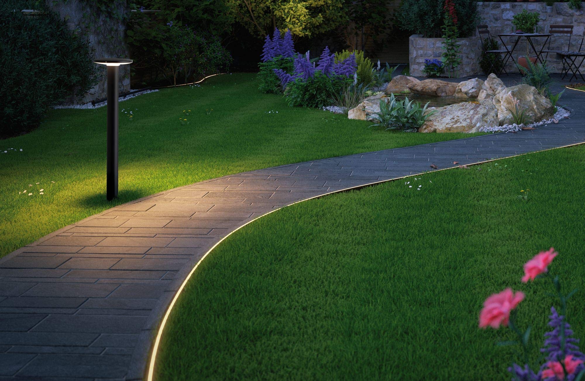 Paulmann 94312 Plug & Shine LED Außenleuchte Poller Plate incl. 1x6,1 Watt dimmbar IP44 Spritzwasserschutz Anthrazit Gartenlicht Kunststoff 3000 K