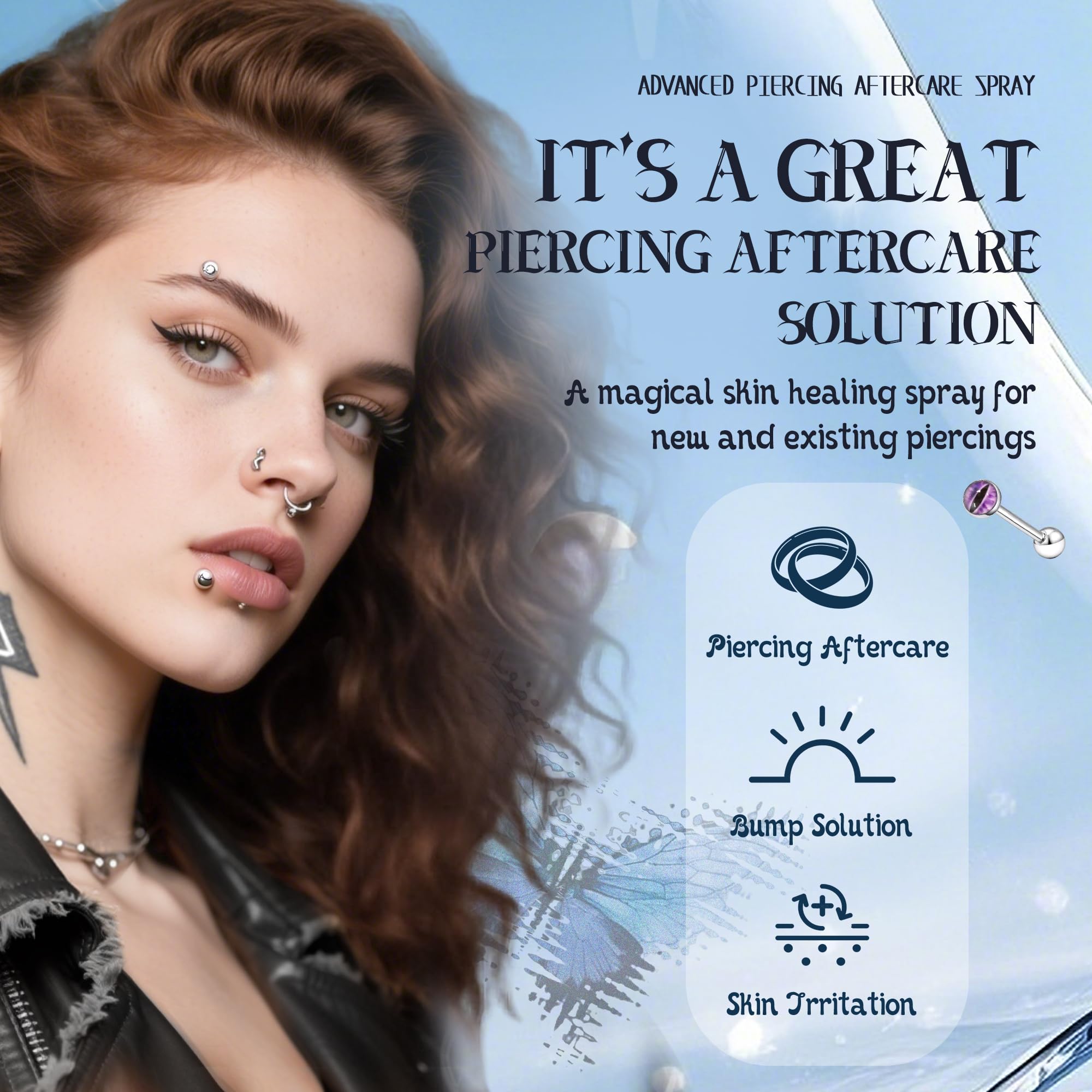 VANERIA Piercingspray Piercingcare, Spray Cuidado Post-Punción, Tatuajespray Para la perforación de orejas, nariz y otras partes del cuerpo 60ml