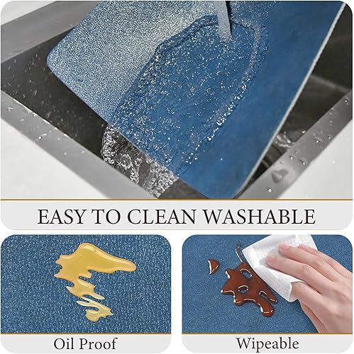 Miniatura 4 de Juego de 6 manteles individuales de piel sintética, lavables, resistentes al calor, antideslizantes, impermeables, a prueba de aceite, para comedor,